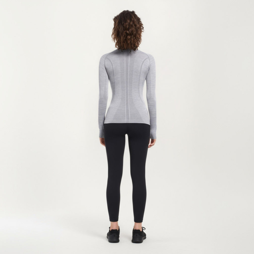 Anna-Kaci Active Women's Seamless Long Sleeve Fitted Top with Thumbhole Cuffs and Crew Neck