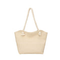 Woven Look Tote Bag with Rope Handles and Zipper Closure