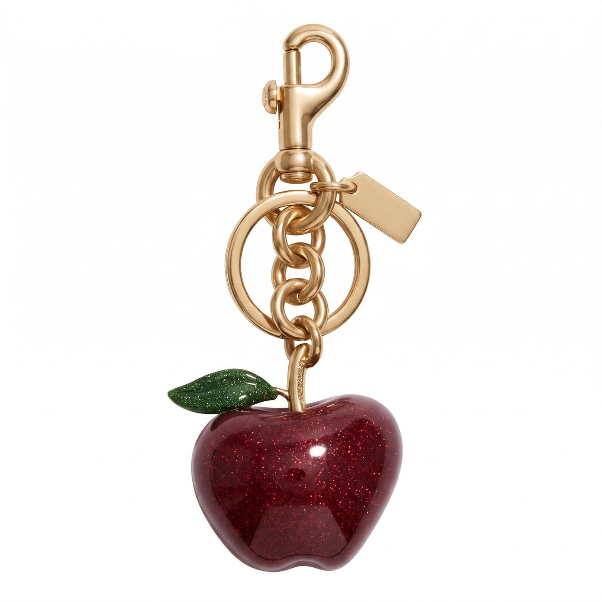 Glitter Apple Bag Charm Keychain with Lobster Clasp