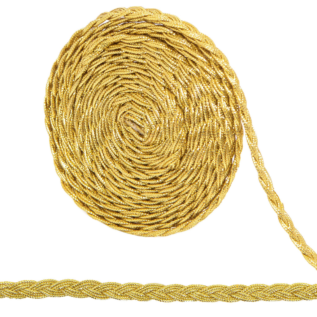 Gimp Braid Trim, 3 Yards 0.3 inch Metallic Woven Trim, Sewing DIY Craft Braid Ribbon for Hat Headband Costume Garment Decor Accessory