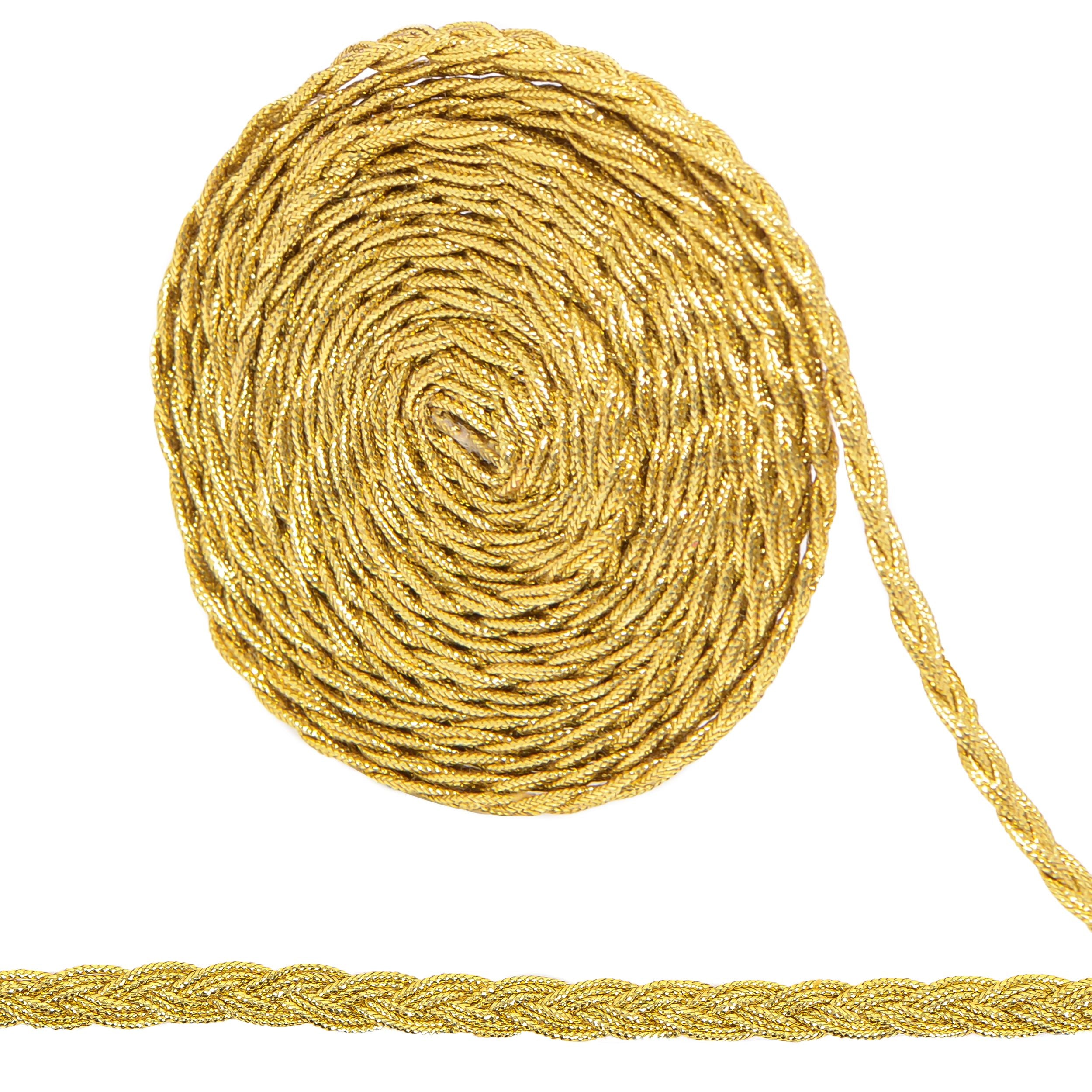 Gimp Braid Trim, 3 Yards 0.3 inch Metallic Woven Trim, Sewing DIY Craft Braid Ribbon for Hat Headband Costume Garment Decor Accessory