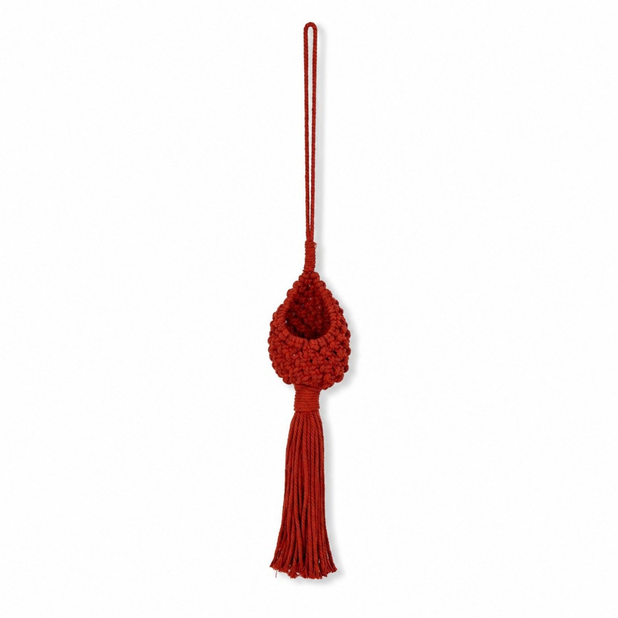 Cesta Colgante de Macramé con Borla de Anillo de Madera para Plantas y Almacenamiento del Hogar