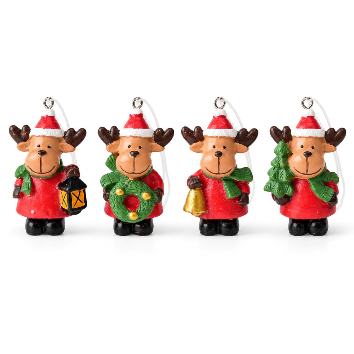 4ct Mini Resin Santa Christmas Tree Ornaments Assorted Holiday Decorations Gift