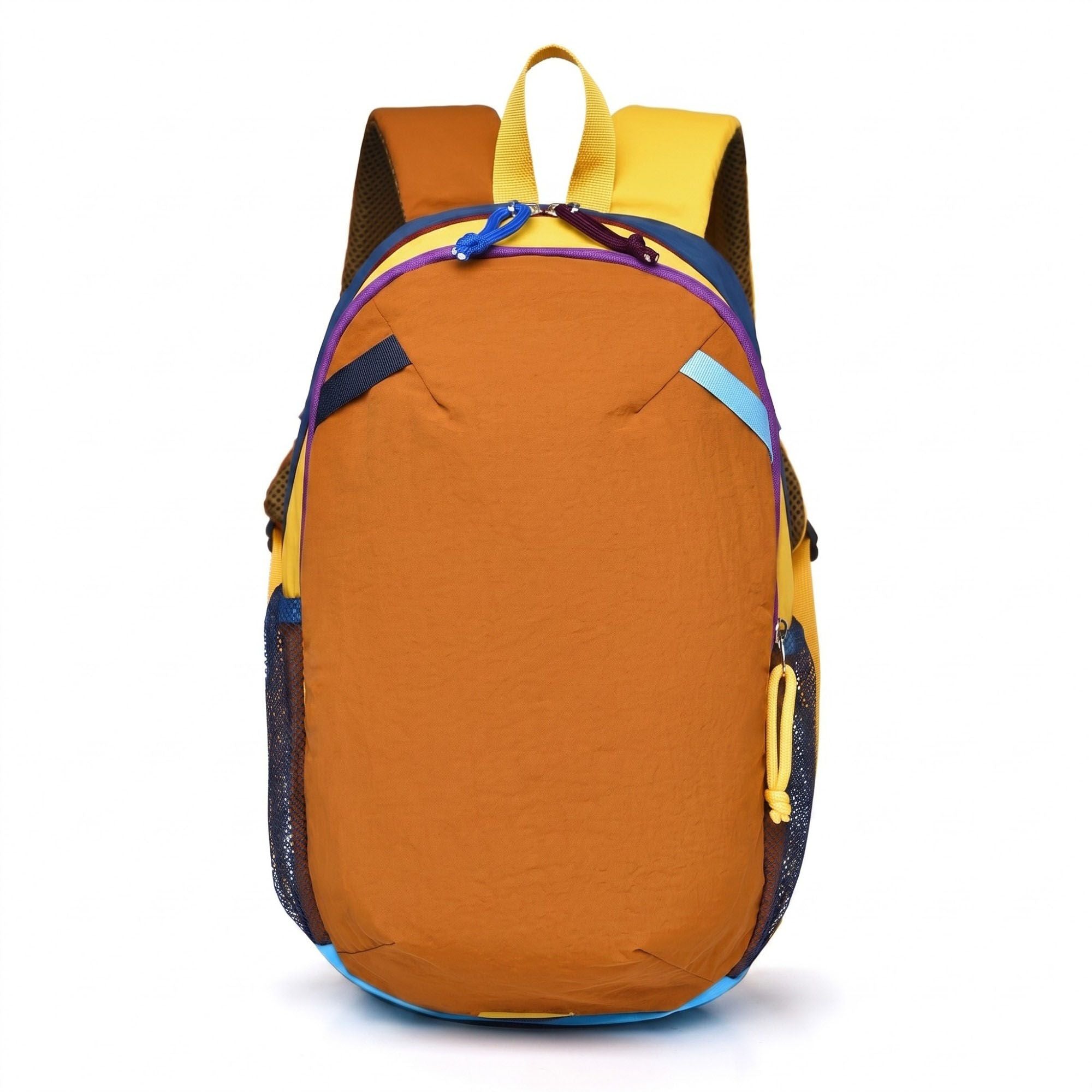Colorblock Multi-Compartment Backpack with Padded Shoulder Straps and Dual Mesh Side Pockets