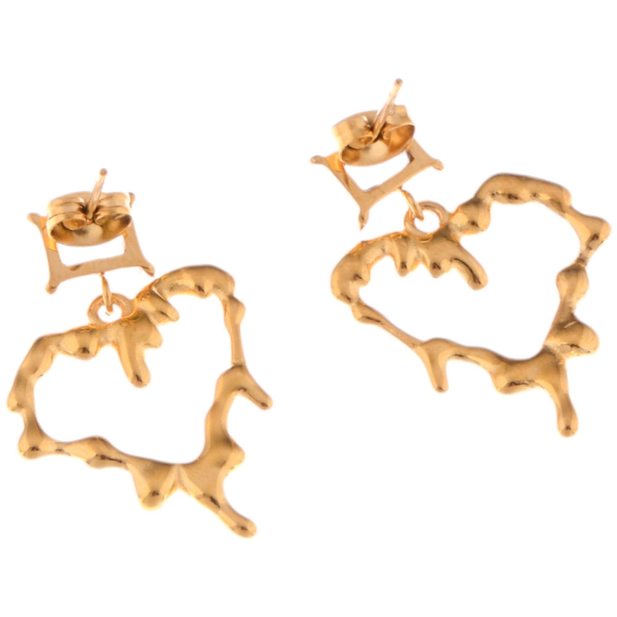 Fashion Gold-Plated Heart Drop Fashion Earrings with Crystal Stud Accents