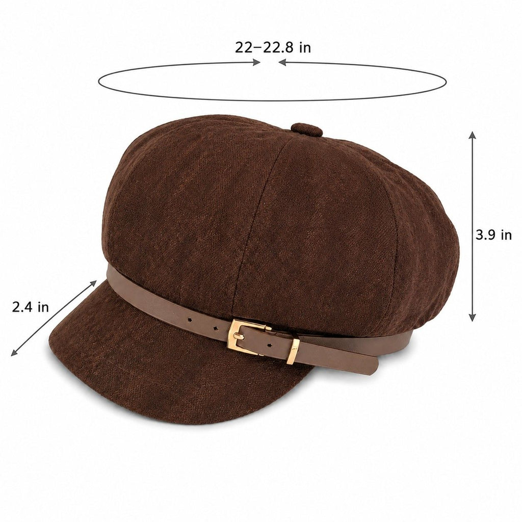 Faux Suede Newsboy Cap Vintage Baker Boy Hat With Buckle Band