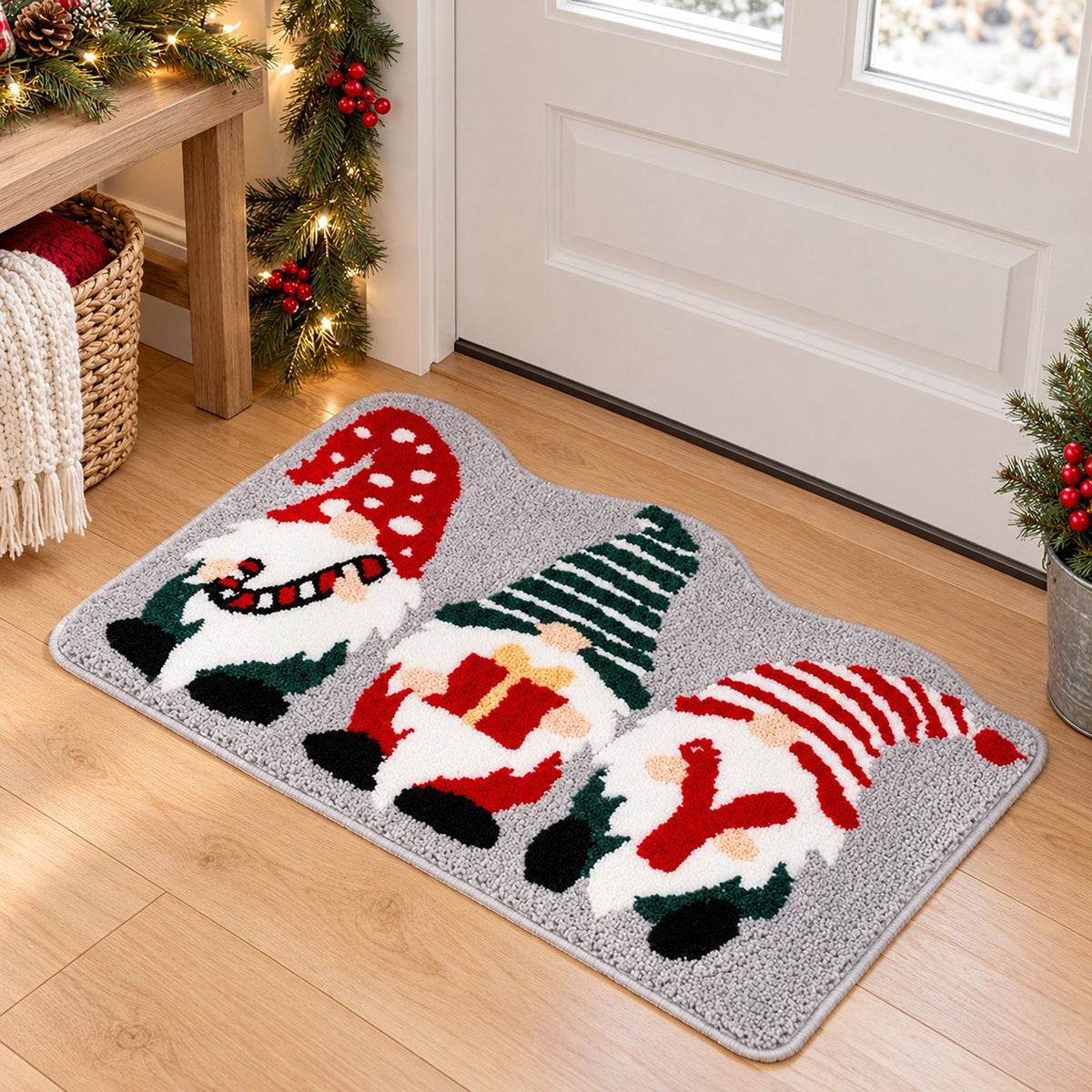 Seasonal Gnome Tufted Bath Rug with Nonslip Backing 15.7 x 23.6 in