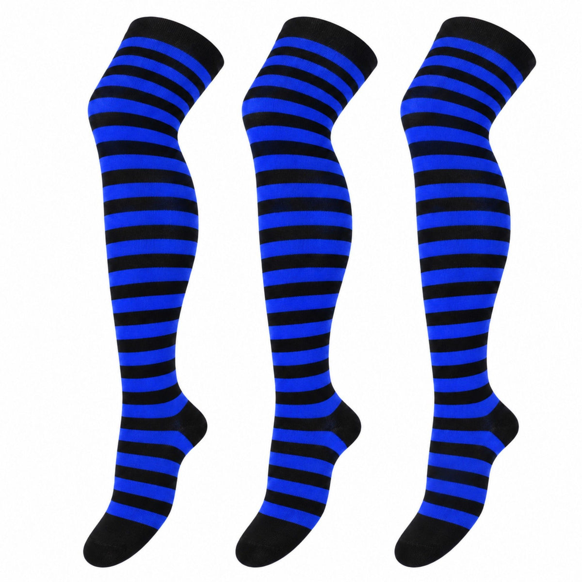 Halloween Striped Thigh High Socks 3 Pair Pack Costume Style