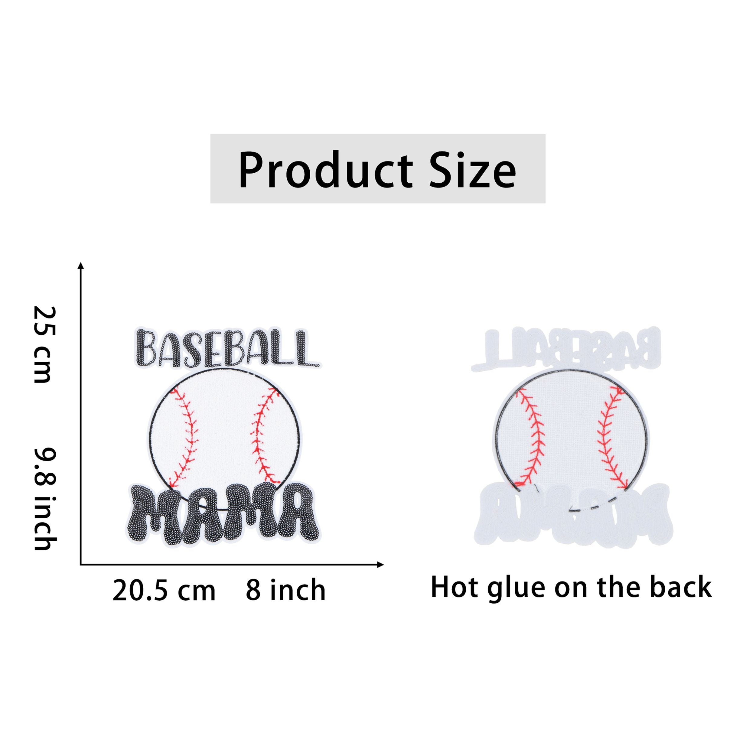 Baseball Mama Sequin Iron On Patches Game Day Applique Large Patch Accessory Clothes Jacket Uniform Backpack DIY Decor
