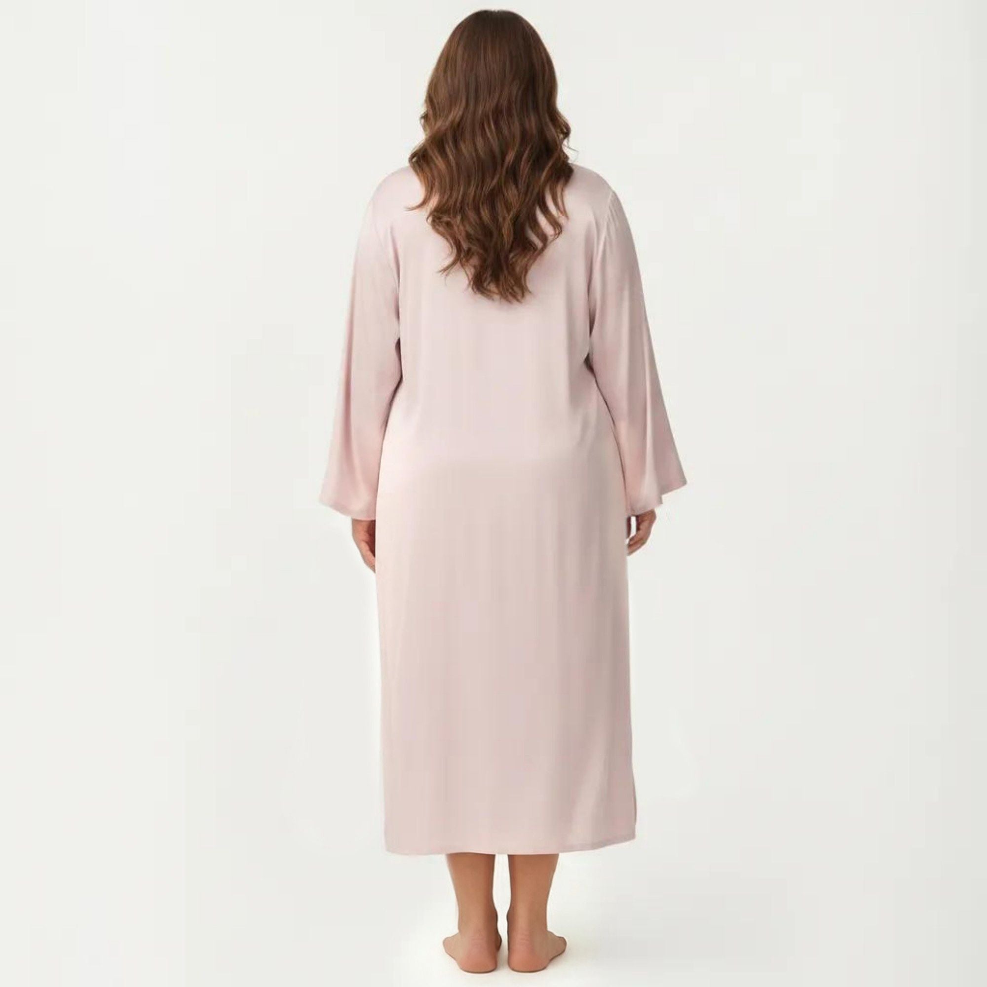 Anna-Kaci Lounge Women's Plus Size 2-Piece Satin Nightgown Set with Long Sleeve Open Front Robe Sleeveless Slip Dress Sleepwear
