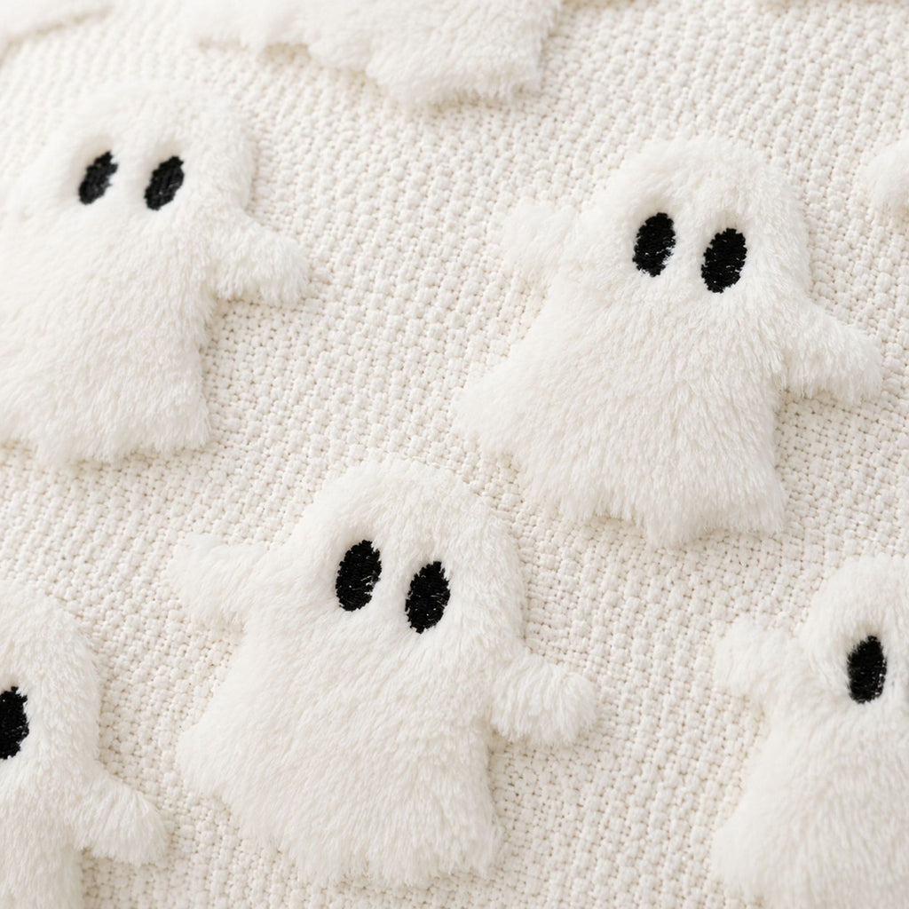 Halloween Ghost Textured Decorative Throw Pillow Cover for Sofa Bed Chair