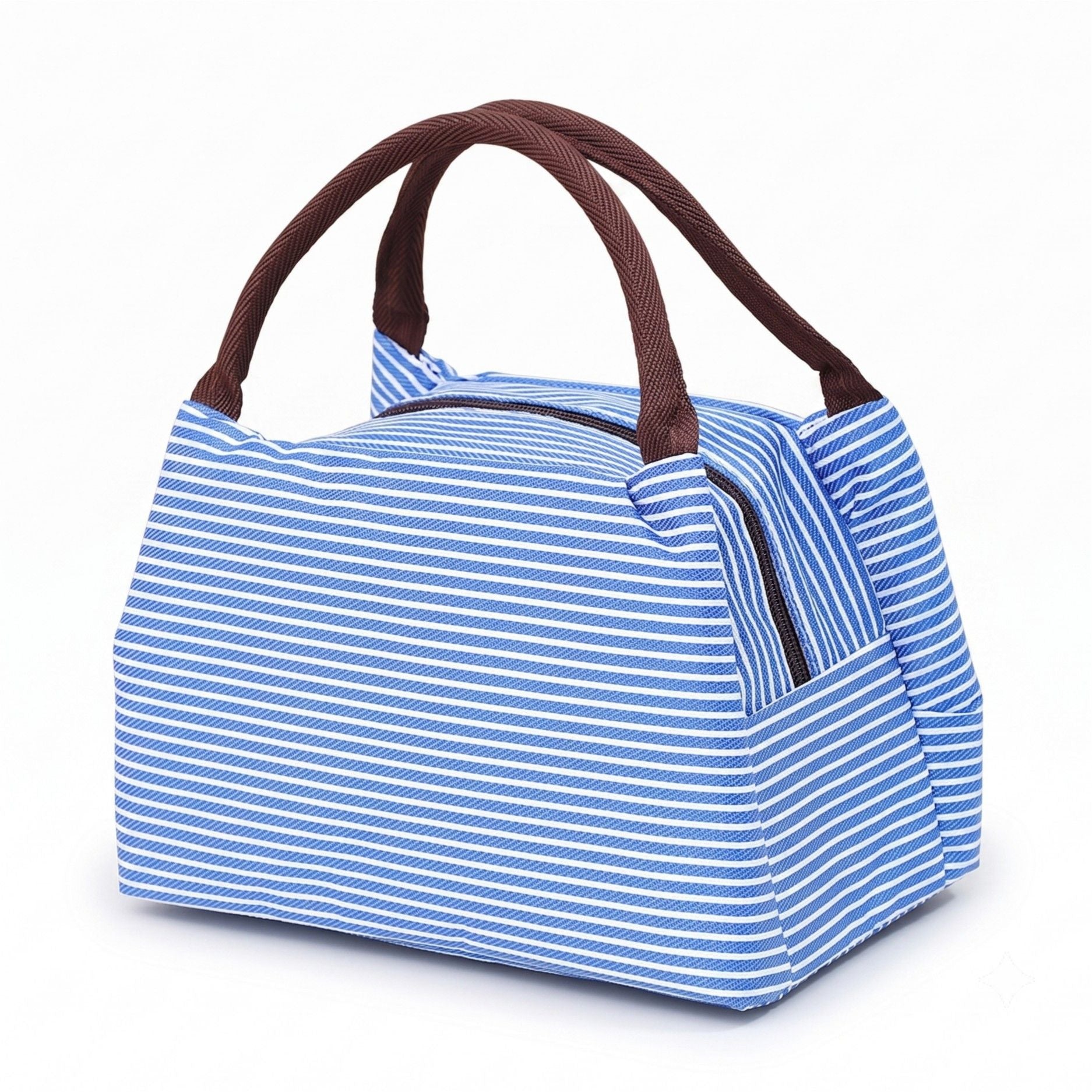 Insulated Striped Lunch Bag Reusable Soft Cooler Tote for Work School Picnic