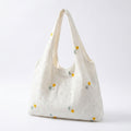Embroidered Floral Hobo Tote Bag with Shoulder Handle