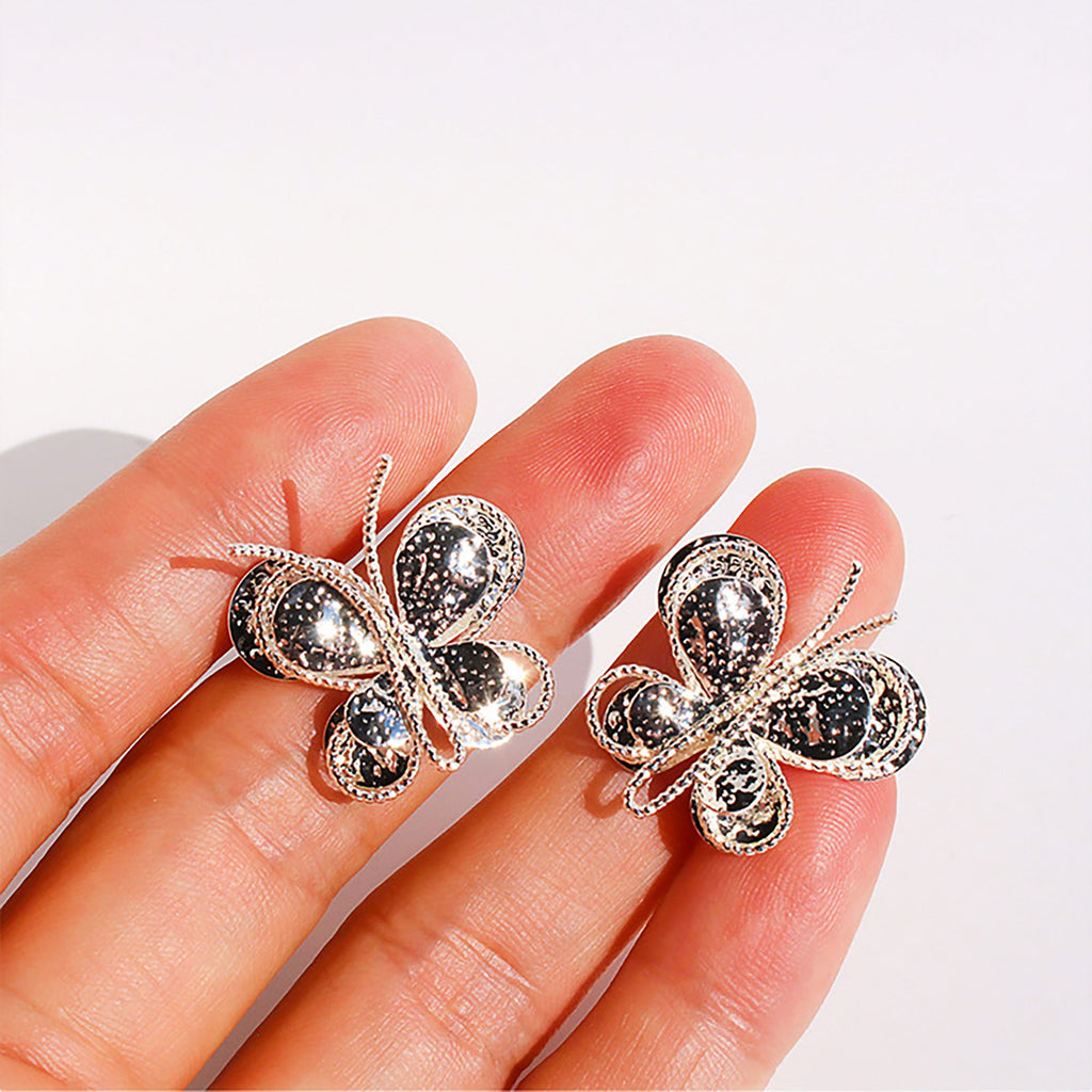 Anna-Kaci Women's Butterfly Stud Earrings - Intricate Textured Statement Earrings