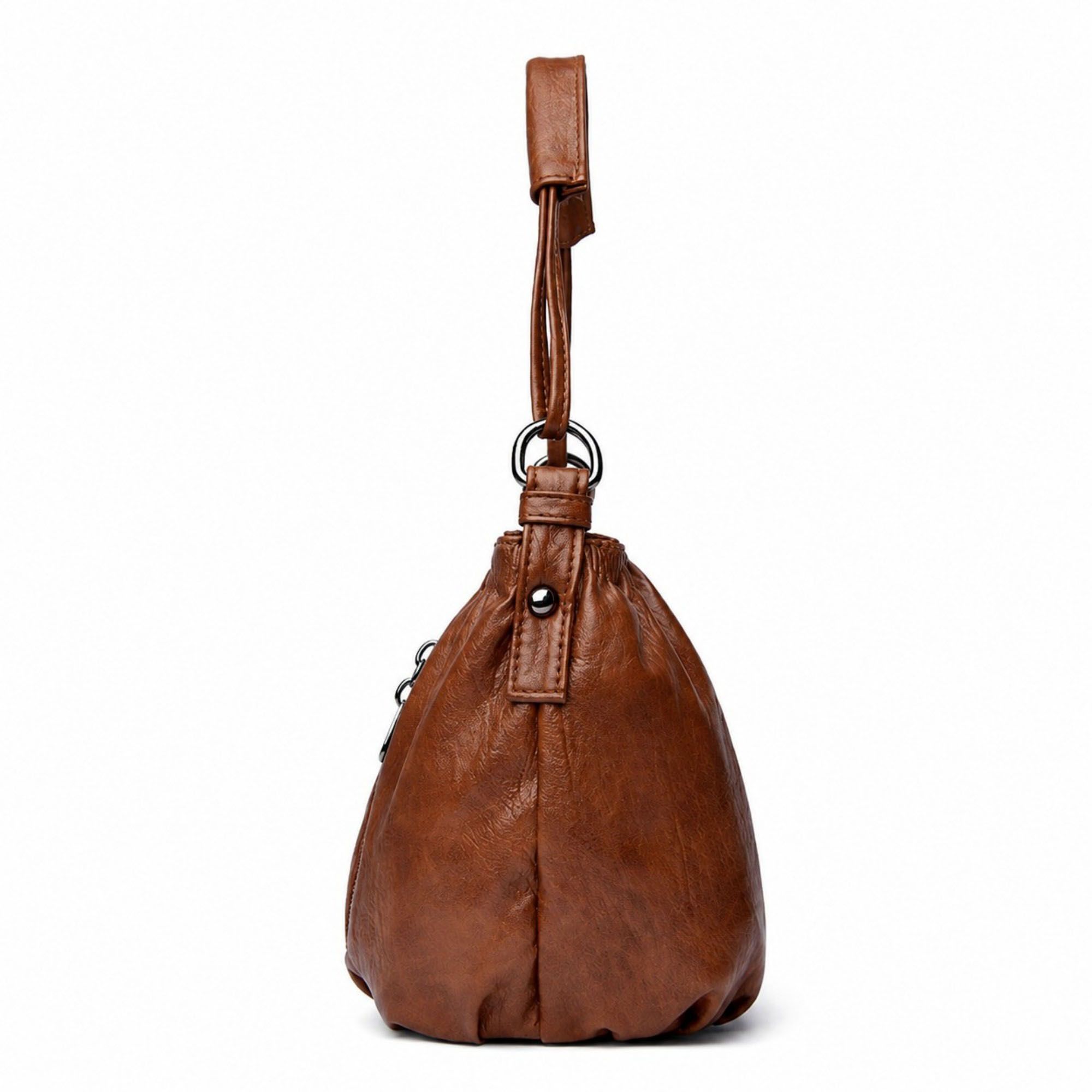 Soft Ruched Faux Leather Shoulder & Crossbody Bag