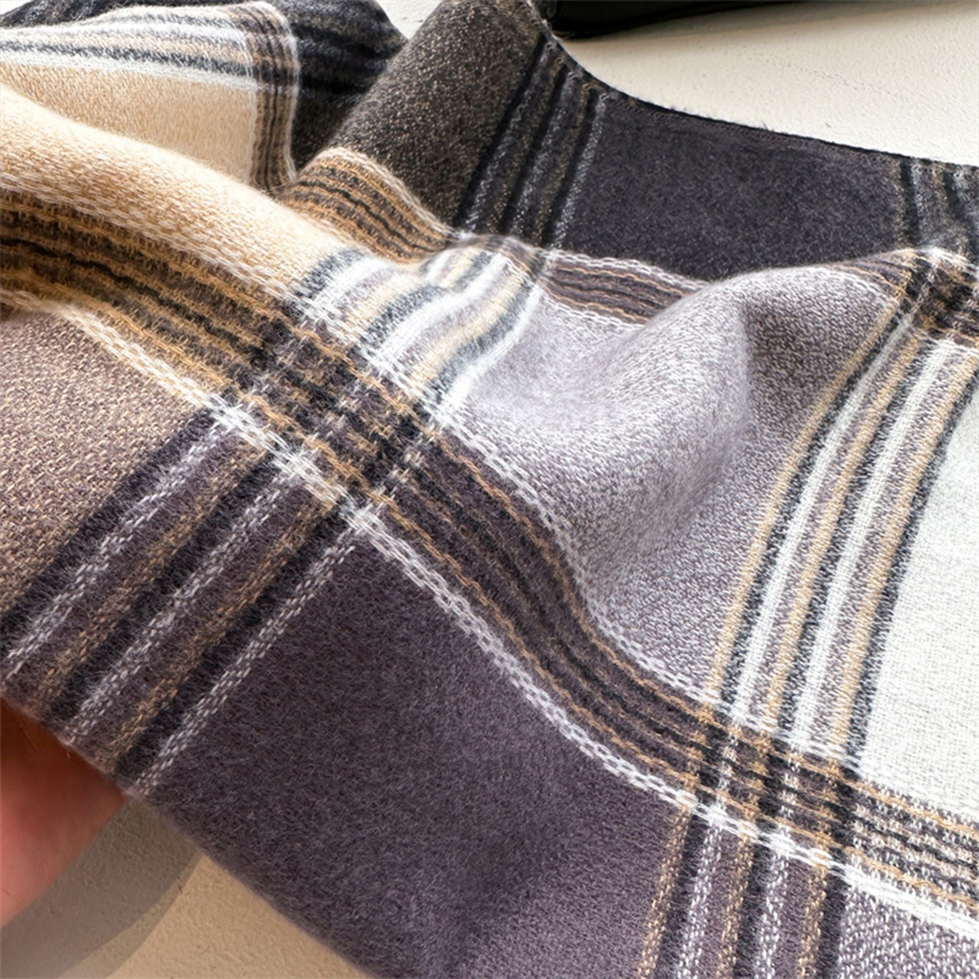 Anna-Kaci Women's Plaid Tassel Trim Faux Cashmere-Like Winter Warm Scarf - 77IN¡Á26IN