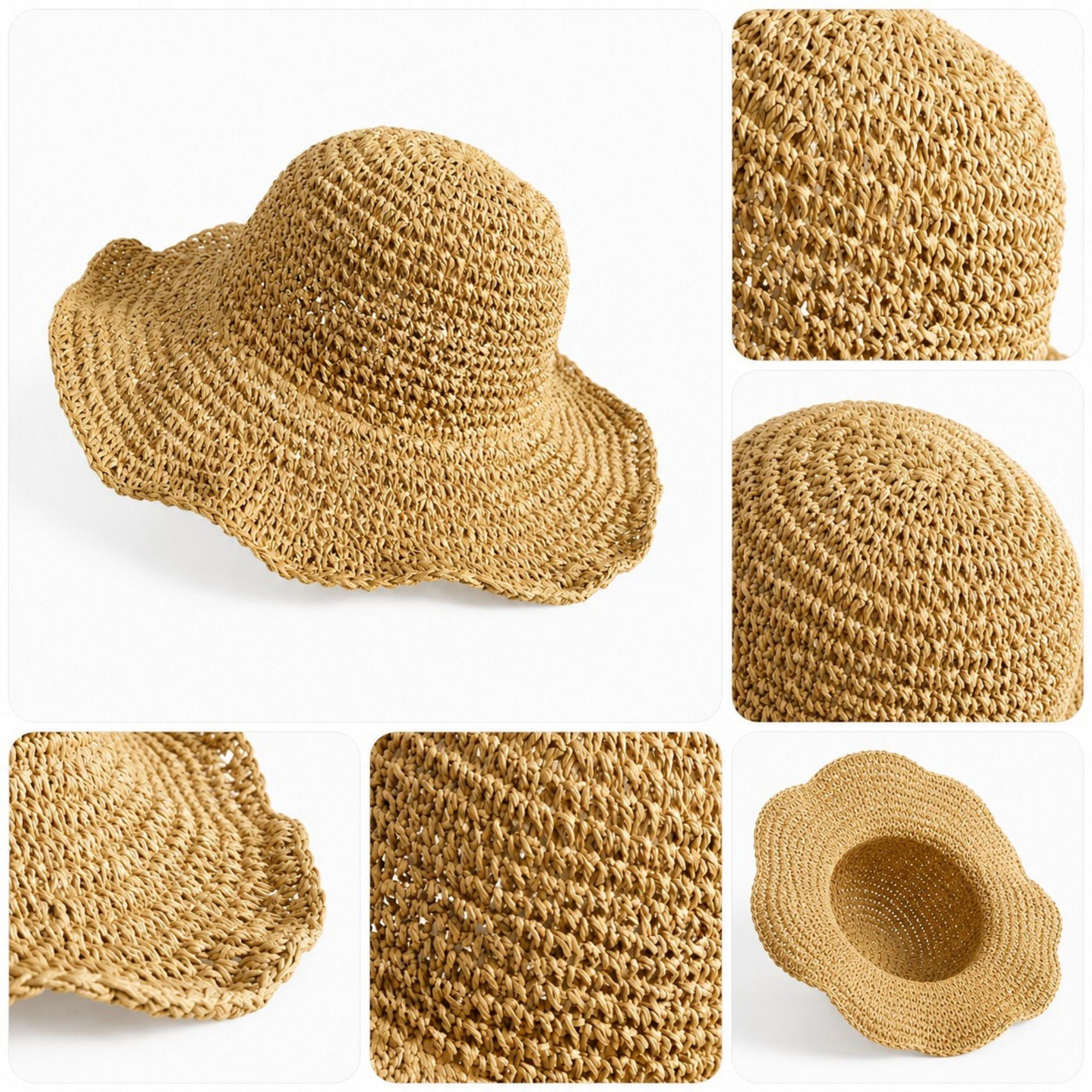 Summer Sun Hat for Women - Lightweight Wide Brim Straw Hat for Beach and Vacation