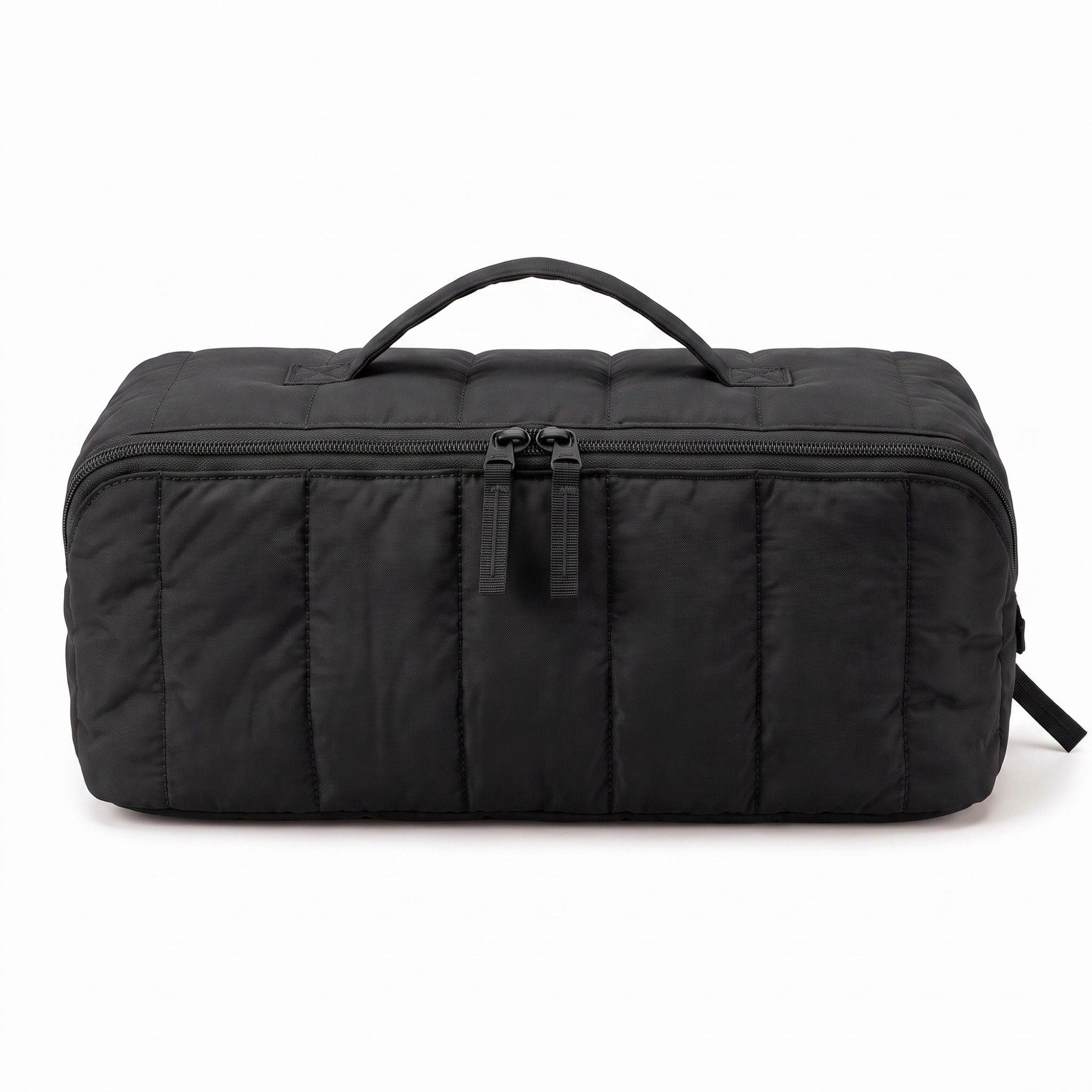Vertical Padded Rectangular Travel Pouch with Top Carry Handle and Dual Zipper Pulls 16.7x5.3x5.3in