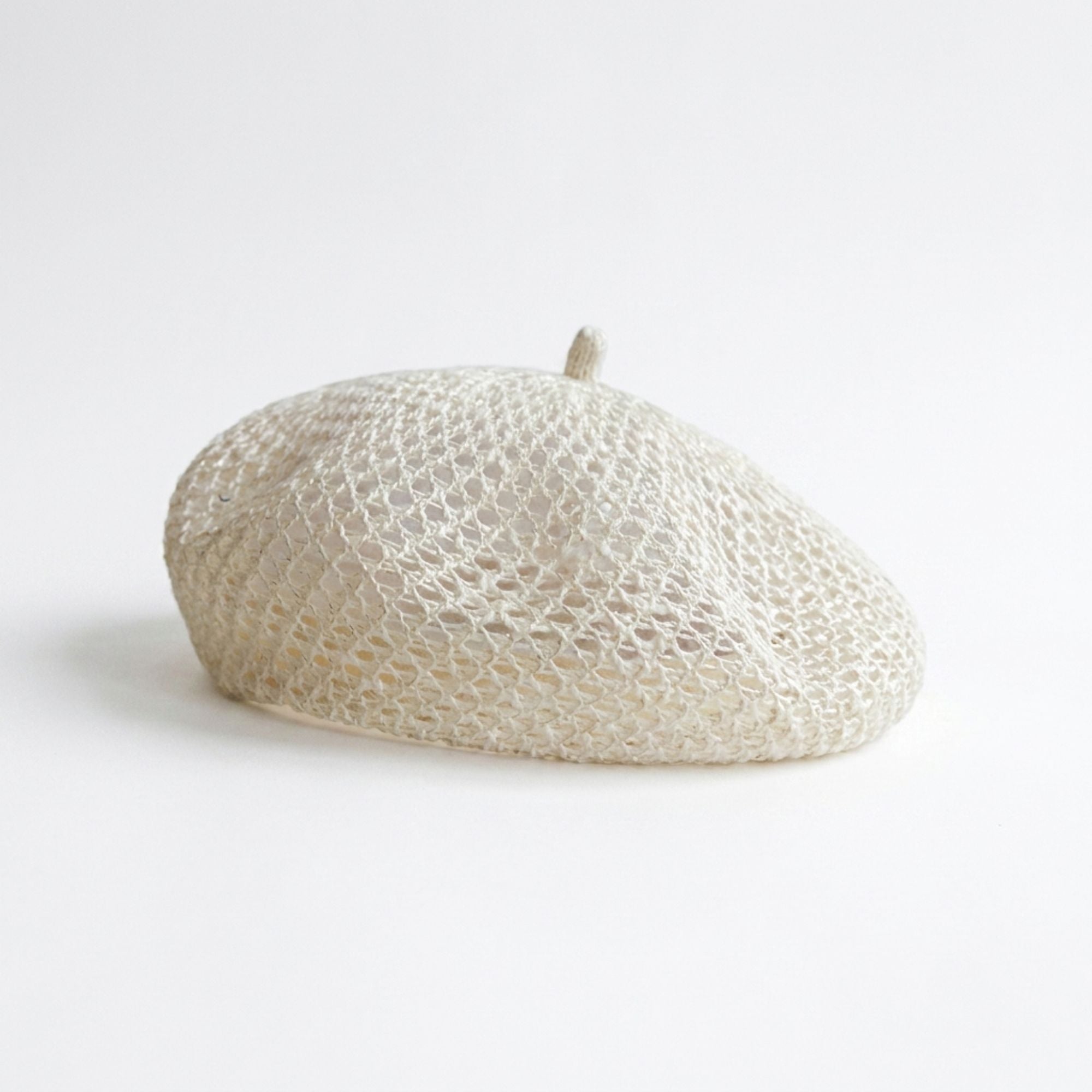 Open Knit Beret Hat with Soft Slouchy Shape
