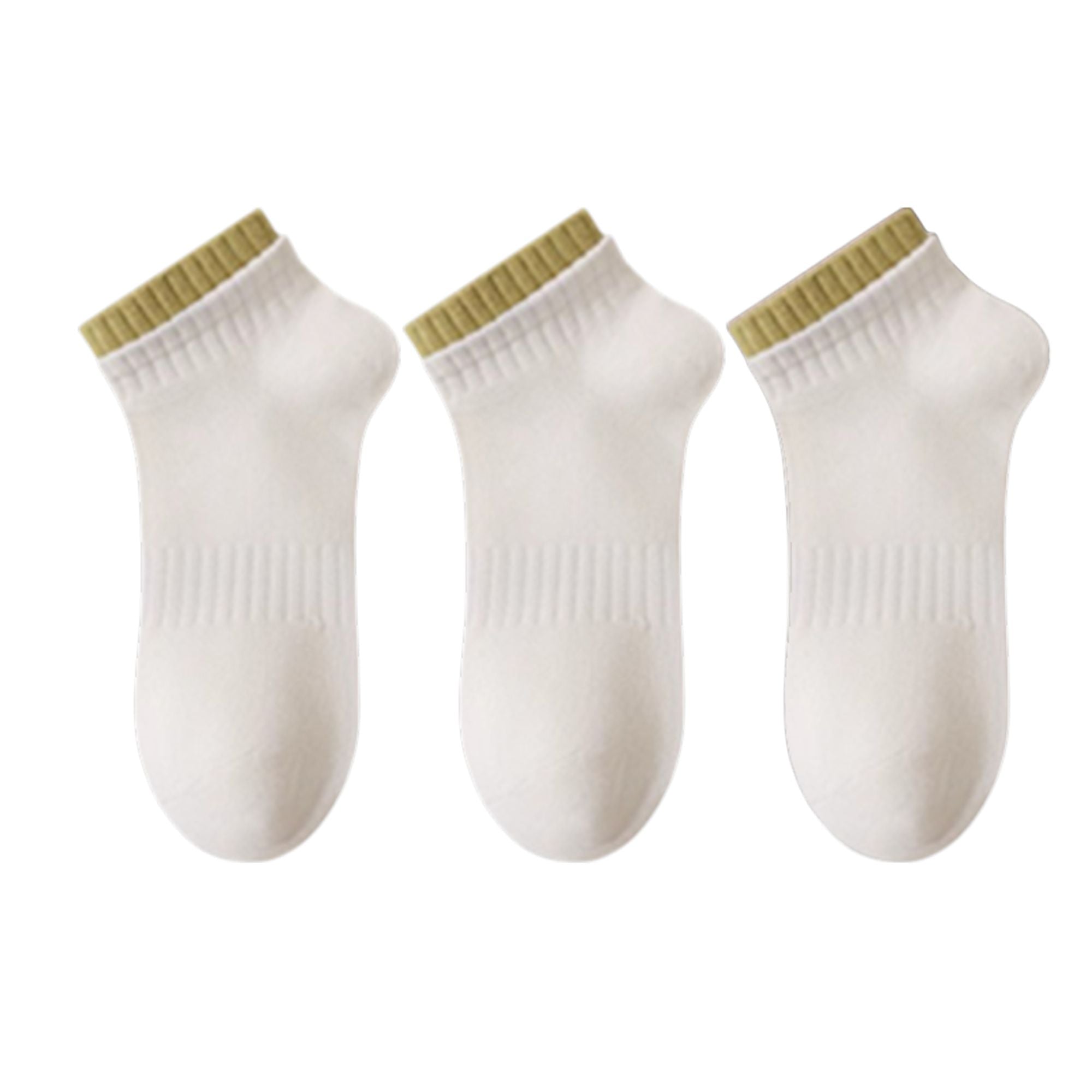 Anna-Kaci Women's 3-Pack Ribbed Ankle Socks with Contrast Color Cuffs Soft Cotton Stretch Design