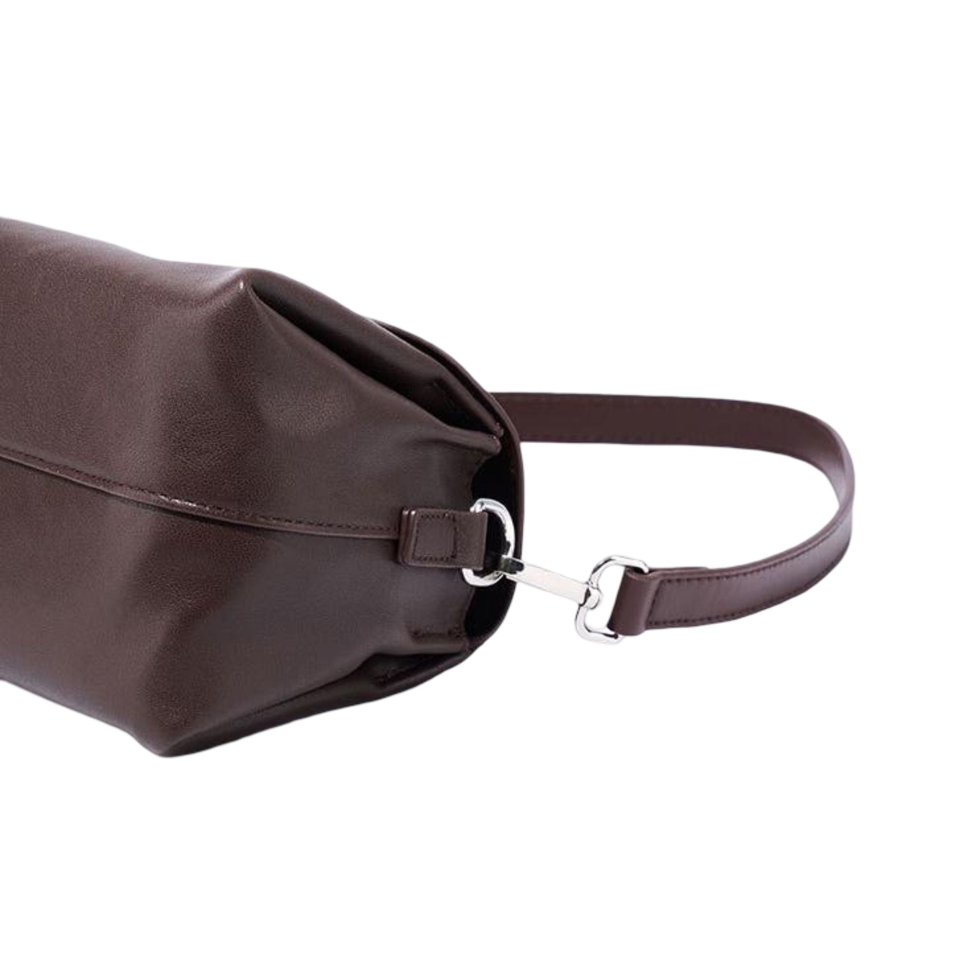 Soft Leather Envelope Shoulder Bag with Foldover Flap Silver Clasp and Slim Strap Design