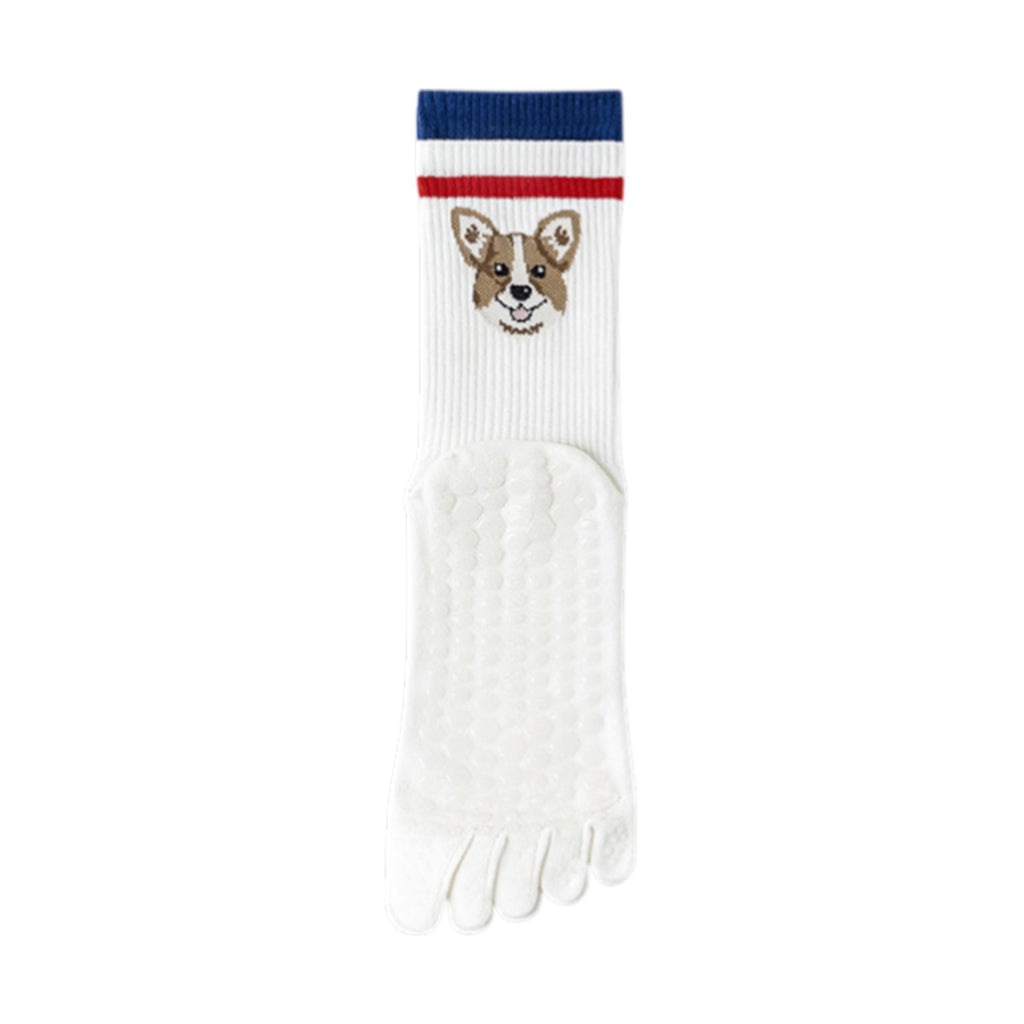 Anna-Kaci 1 Pair Animal Face Toe Socks with Anti-Slip Grip Bottom and Cartoon Embroidery
