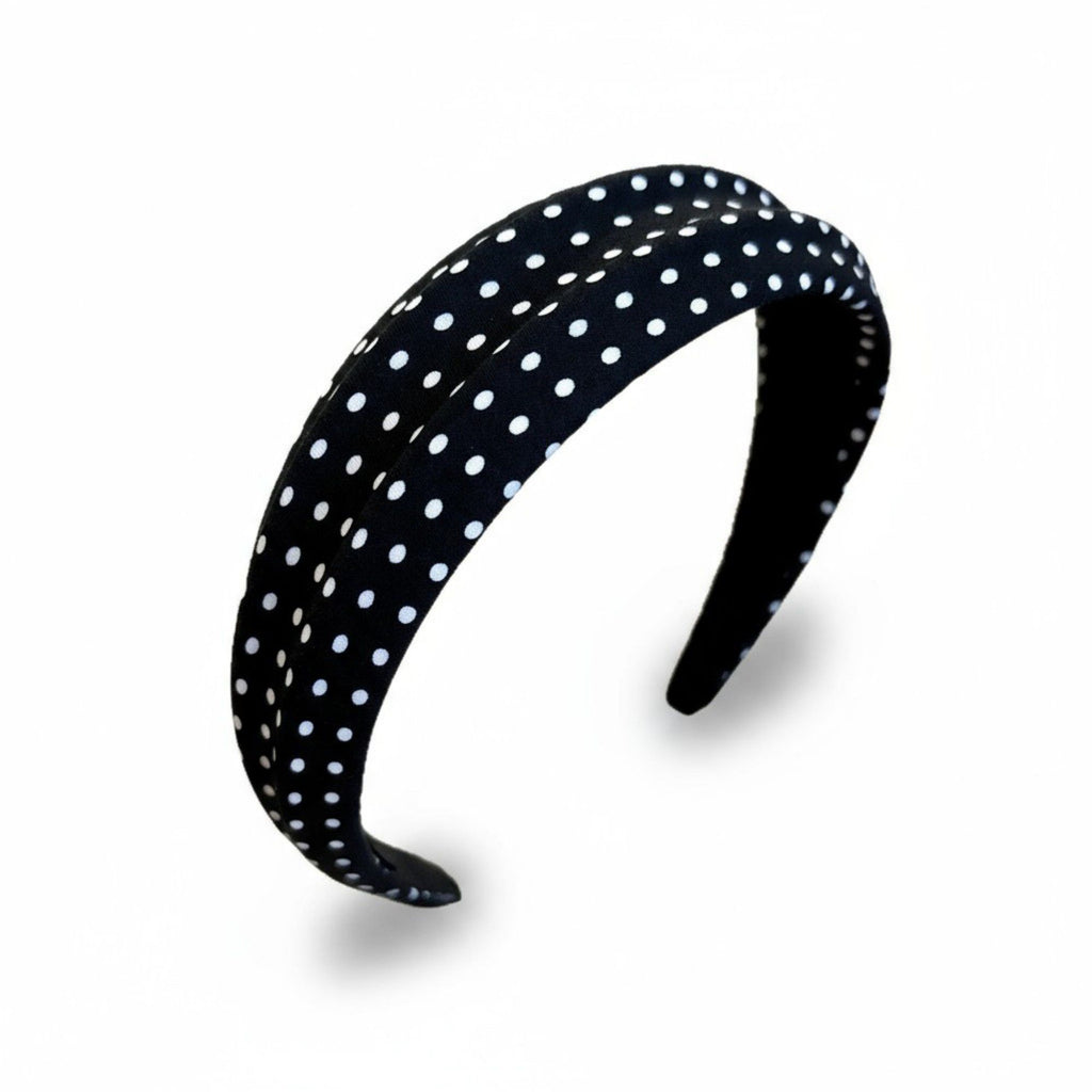 Polka Dot Padded Headband with Smooth Fabric Finish and Retro Style