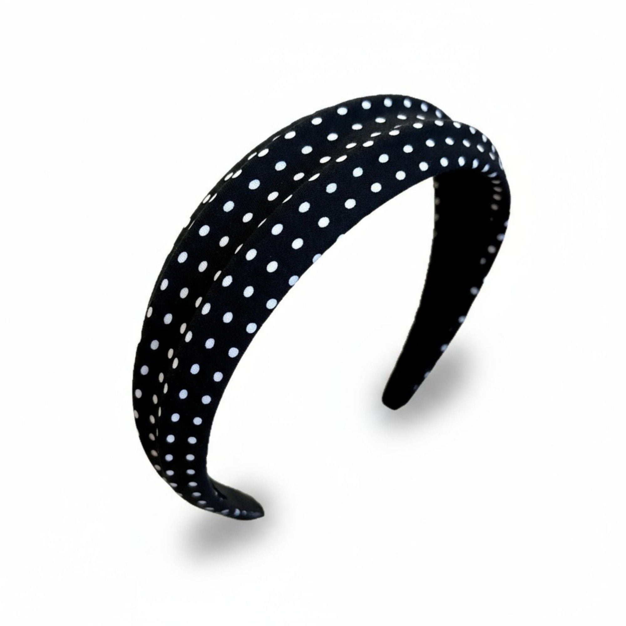 Polka Dot Padded Headband with Smooth Fabric Finish and Retro Style