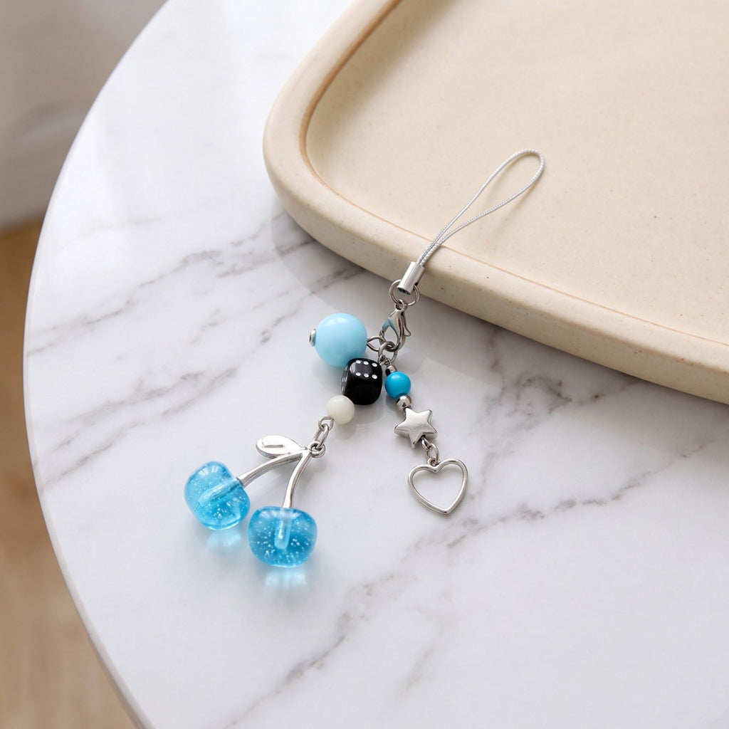 2-Piece Womens Beaded Phone Charm with Hanging Loop and Decorative Accents