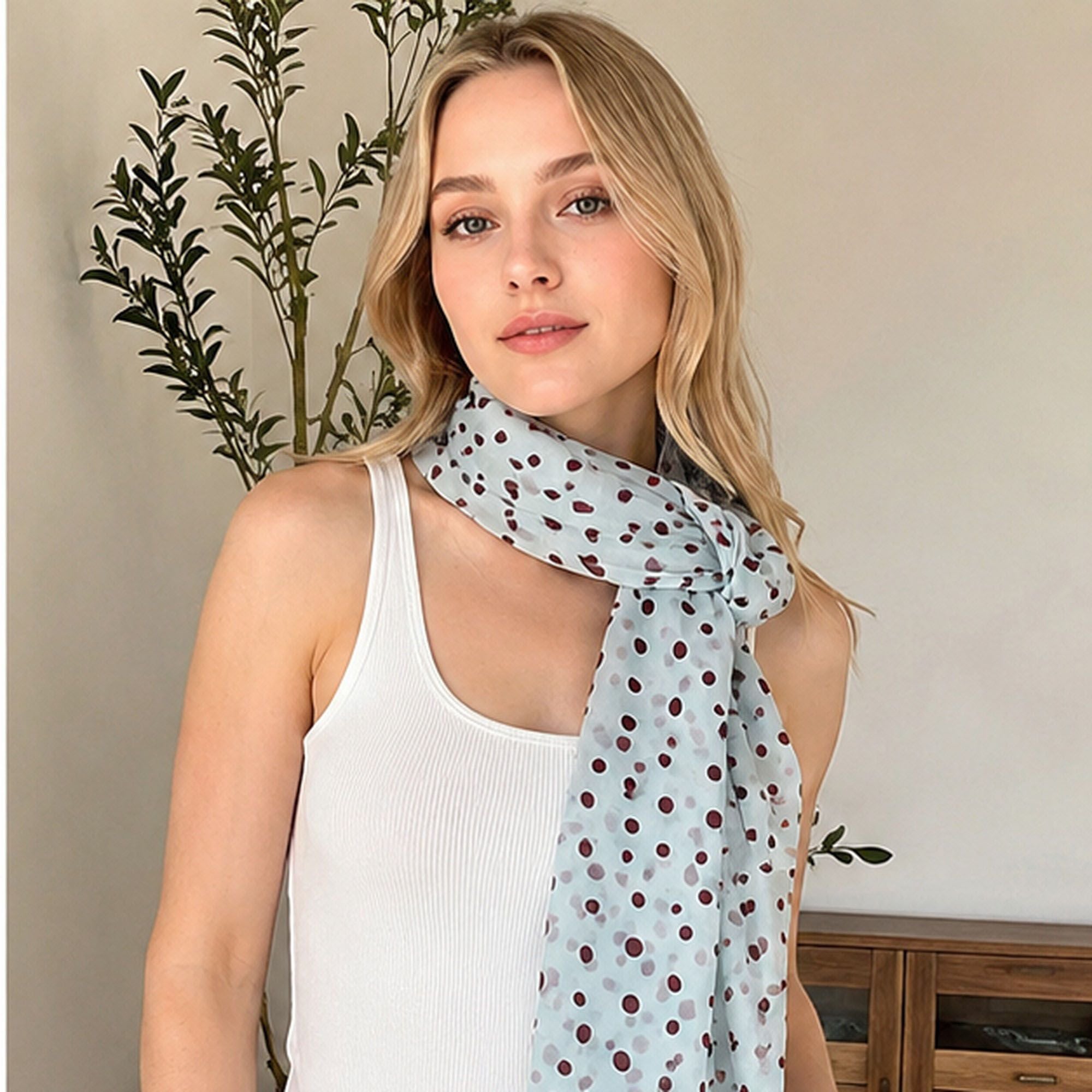 Polka Dot Skinny Neck Scarf with Pointed Ends
