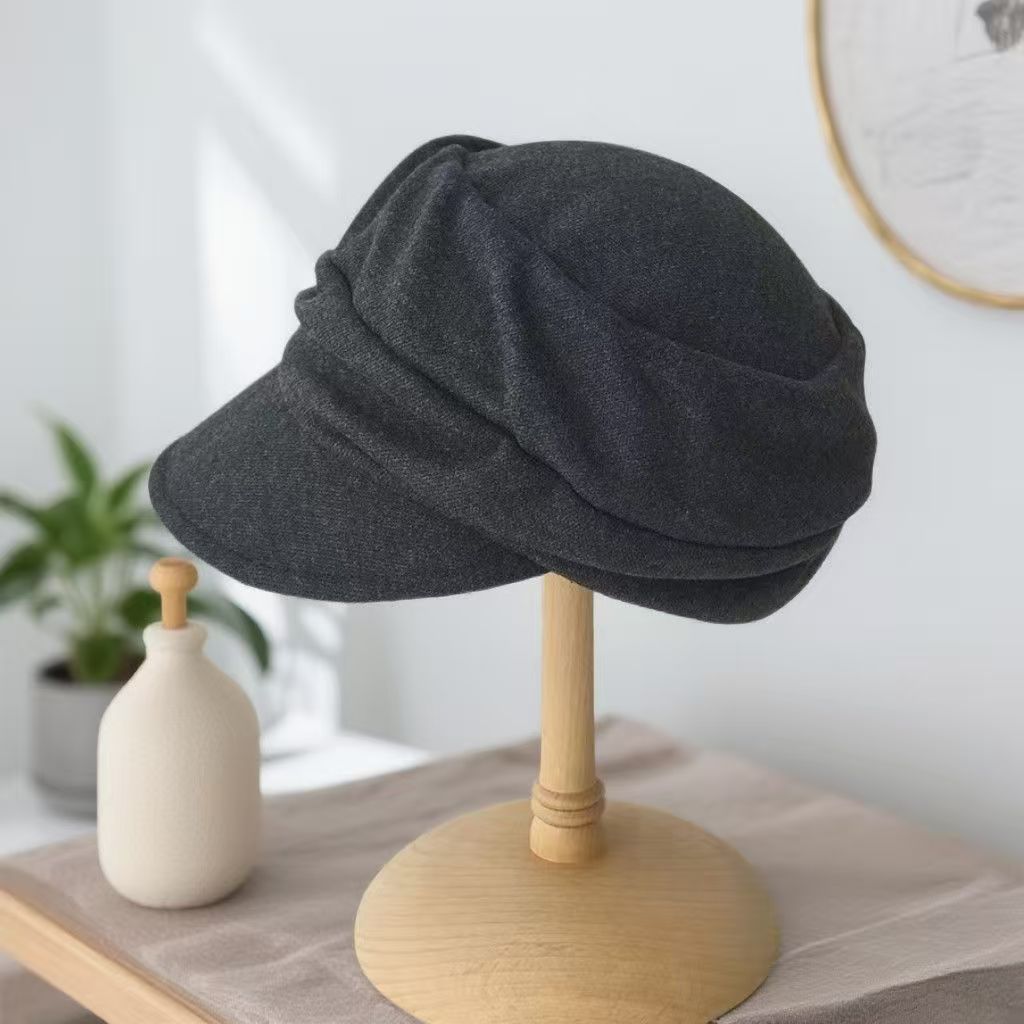 Soft Pleated Newsboy Cap Adjustable Short Brim Baker Boy Beret Hat