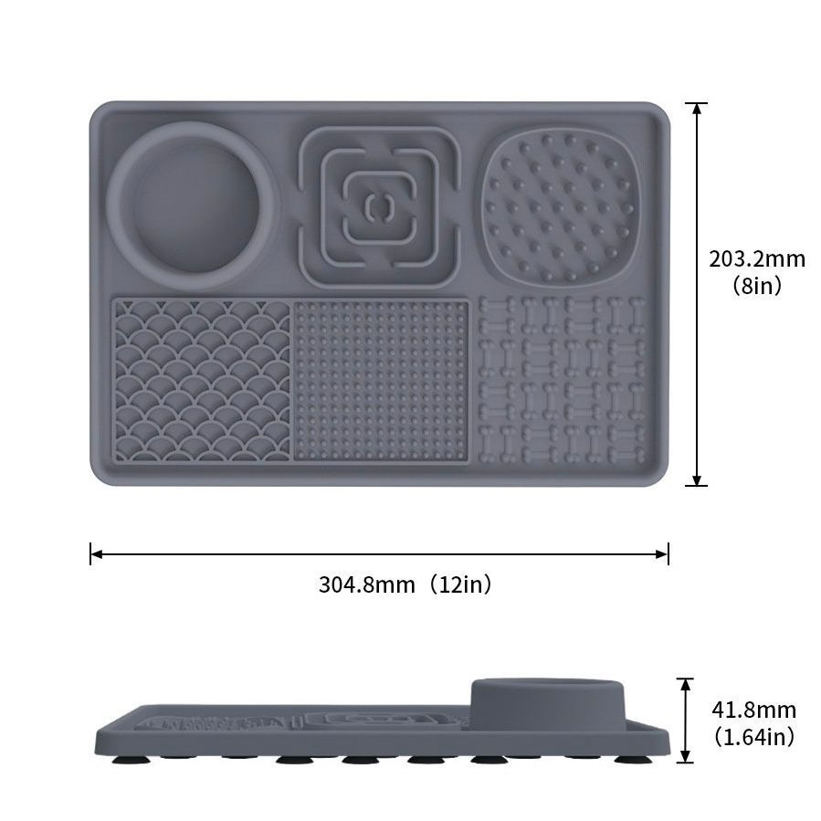 Anna-Kaci 6 in 1 Dog Lick Mat Slow Feeder with Bowl Multifunction Pet Feeding Mat Non Slip Silicone