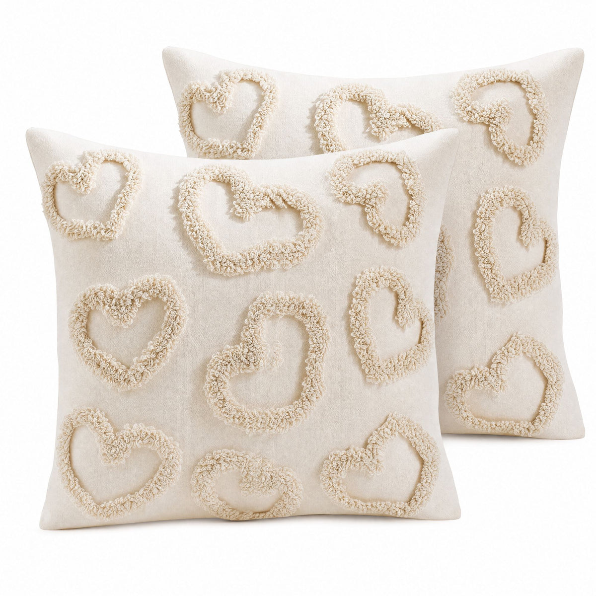 2-Pack Heart Tufted Decorative Throw Pillow Covers