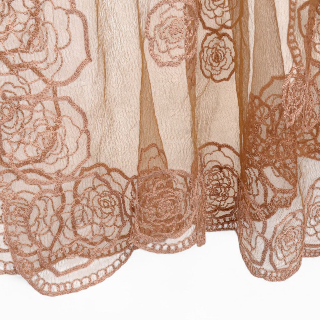 Anna-Kaci Women's Sheer Lace Neck Scarf with Embroidered Rose Floral Edging and Scalloped Trim Detail