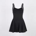 Anna-Kaci Active Womens Contrast Trim Athletic Dress with Crisscross Back Straps Pleated Skirt and Smooth Stretch Knit