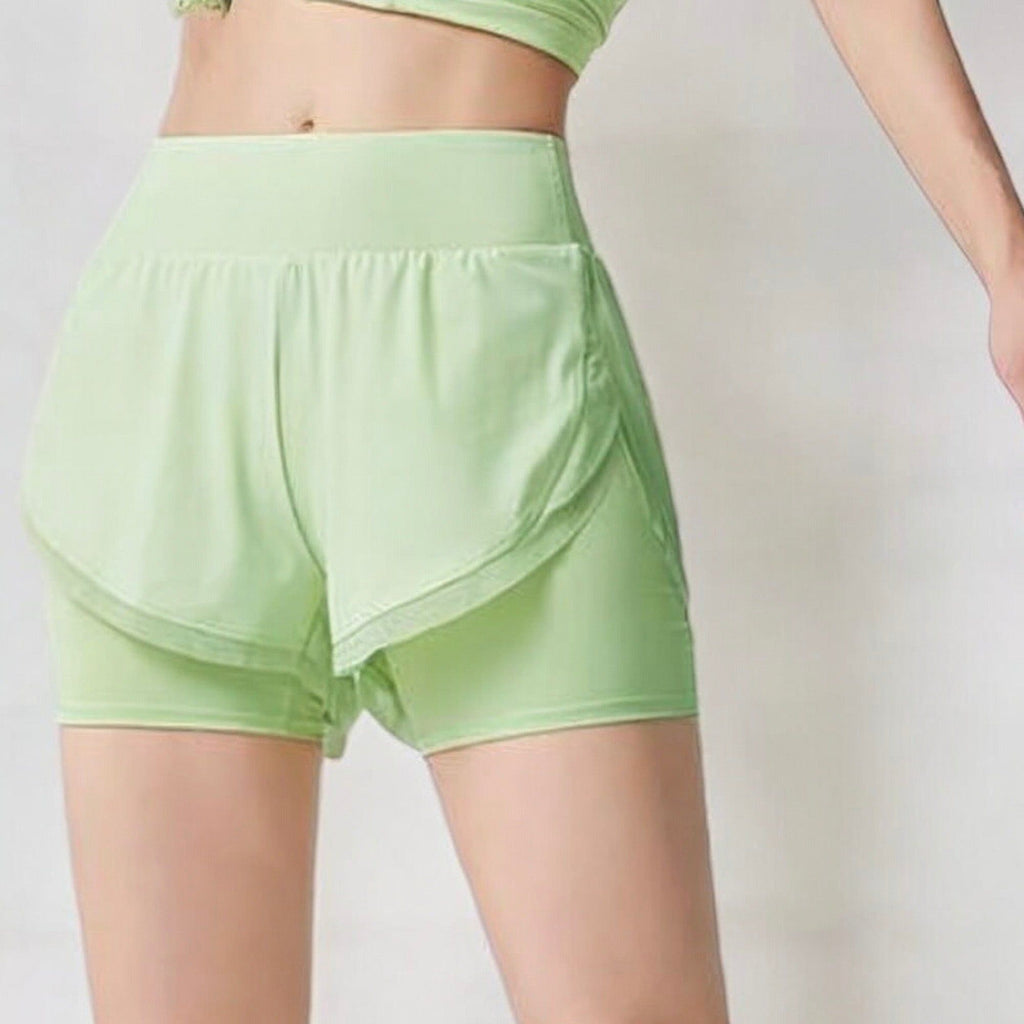 High Waist Layered Running Shorts with Built-in Liner