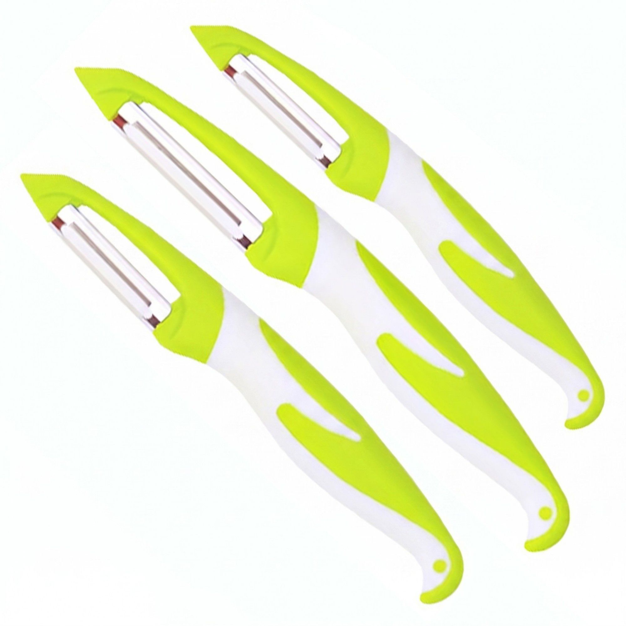 3-Piece Kitchen Peeler Set with Ergonomic Handles and Stainless Steel Blades