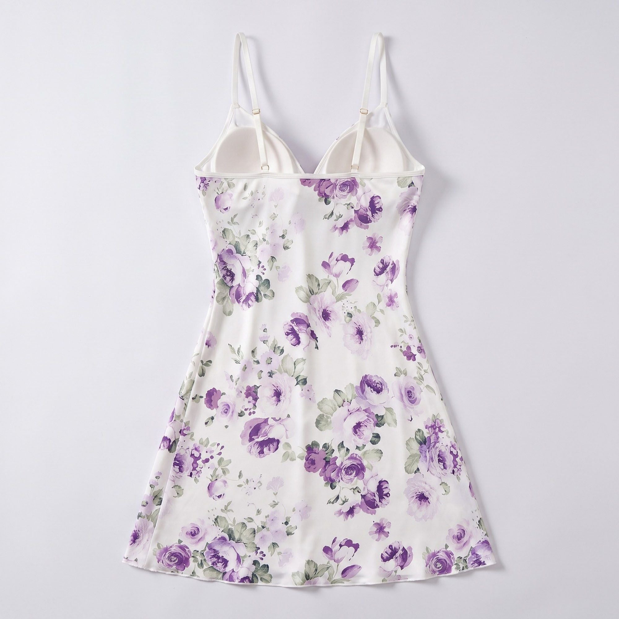 Floral Satin Slip Chemise Nightgown