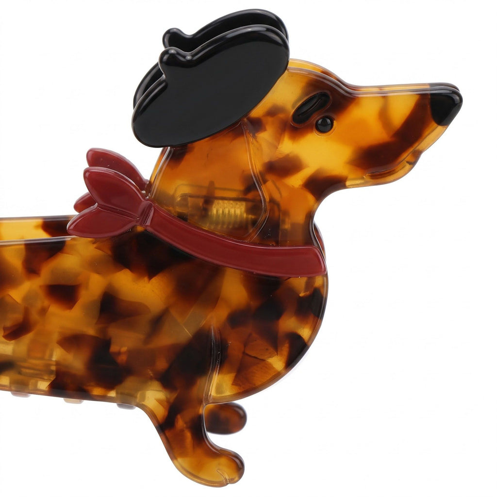 3pc Dachshund Dog Hair Claw Clip Set Tortoiseshell Puppy Hair Accessories
