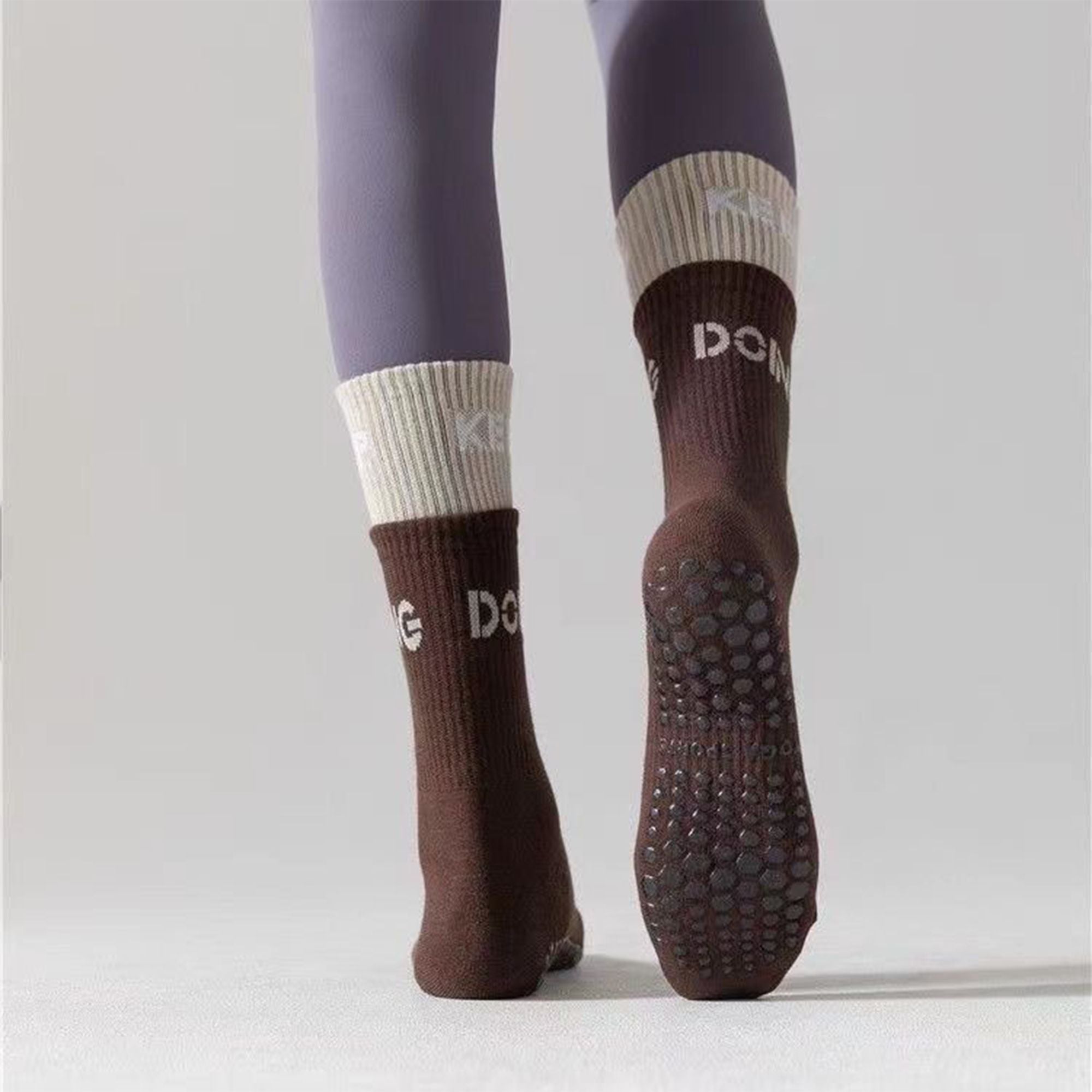 Anna-Kaci Women's 3-Pair Set Mid-Calf Grip Socks with Cushioned Soles and Motivational Text for Yoga Pilates Fitness