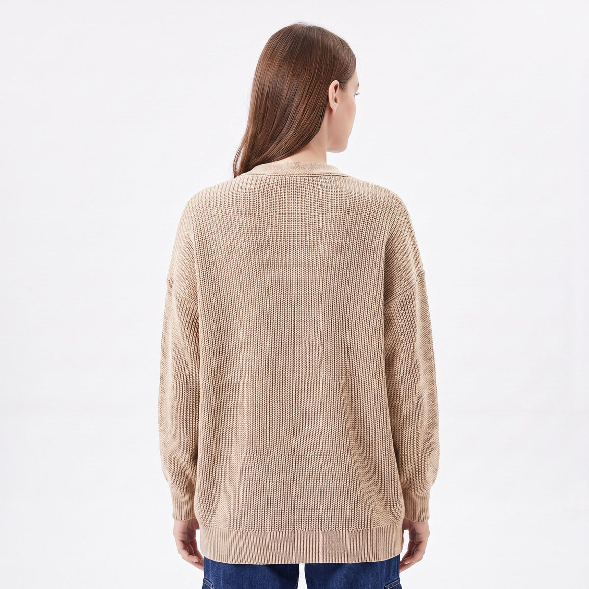 Textured V-Neck Button-Front Cardigan Sweater