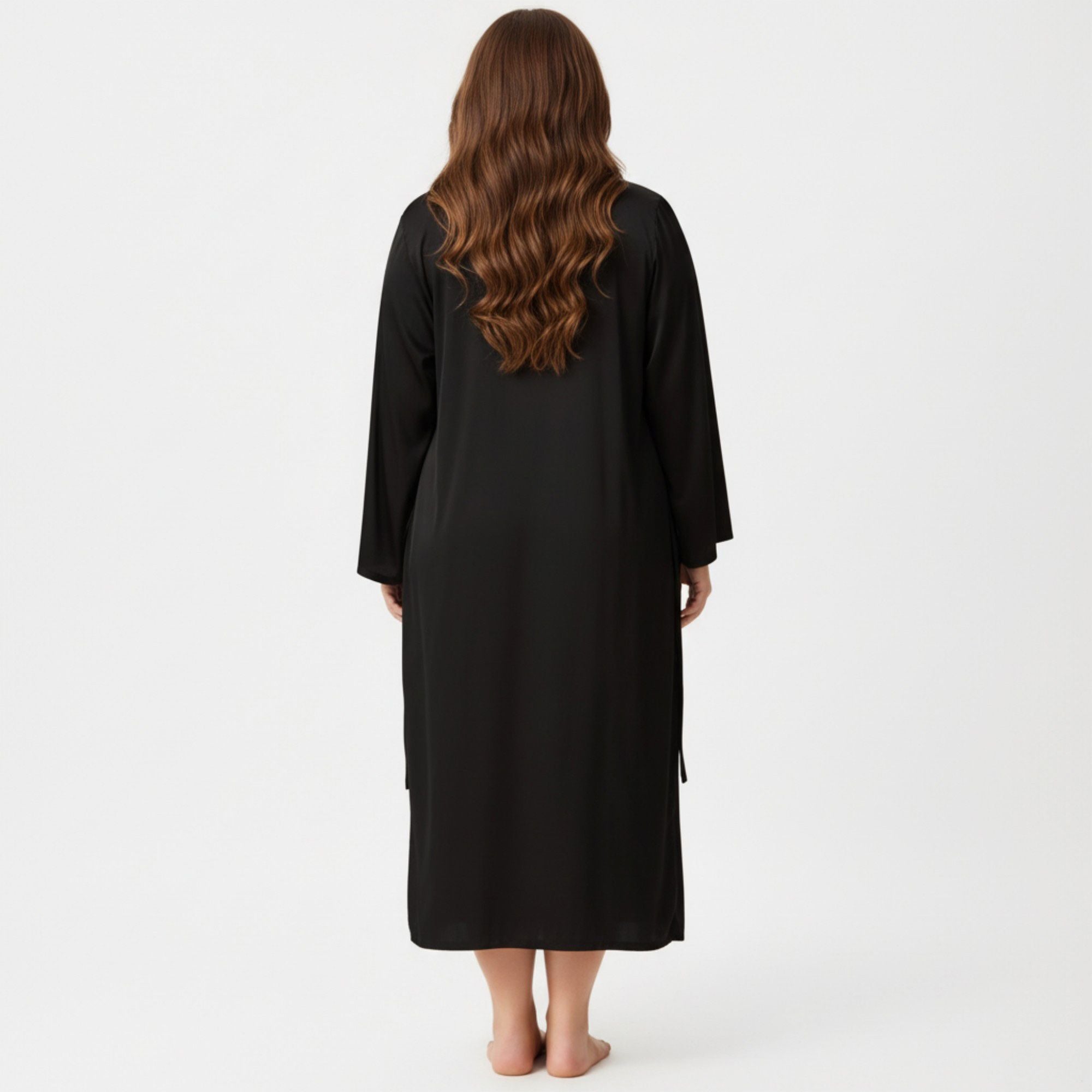 Anna-Kaci Lounge Women's Plus Size 2-Piece Satin Nightgown Set with Long Sleeve Open Front Robe Sleeveless Slip Dress Sleepwear