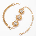Triple Floral Braided Metal Waist Belt Adjustable Vintage Floral Statement Waist Jewelry 43.3in