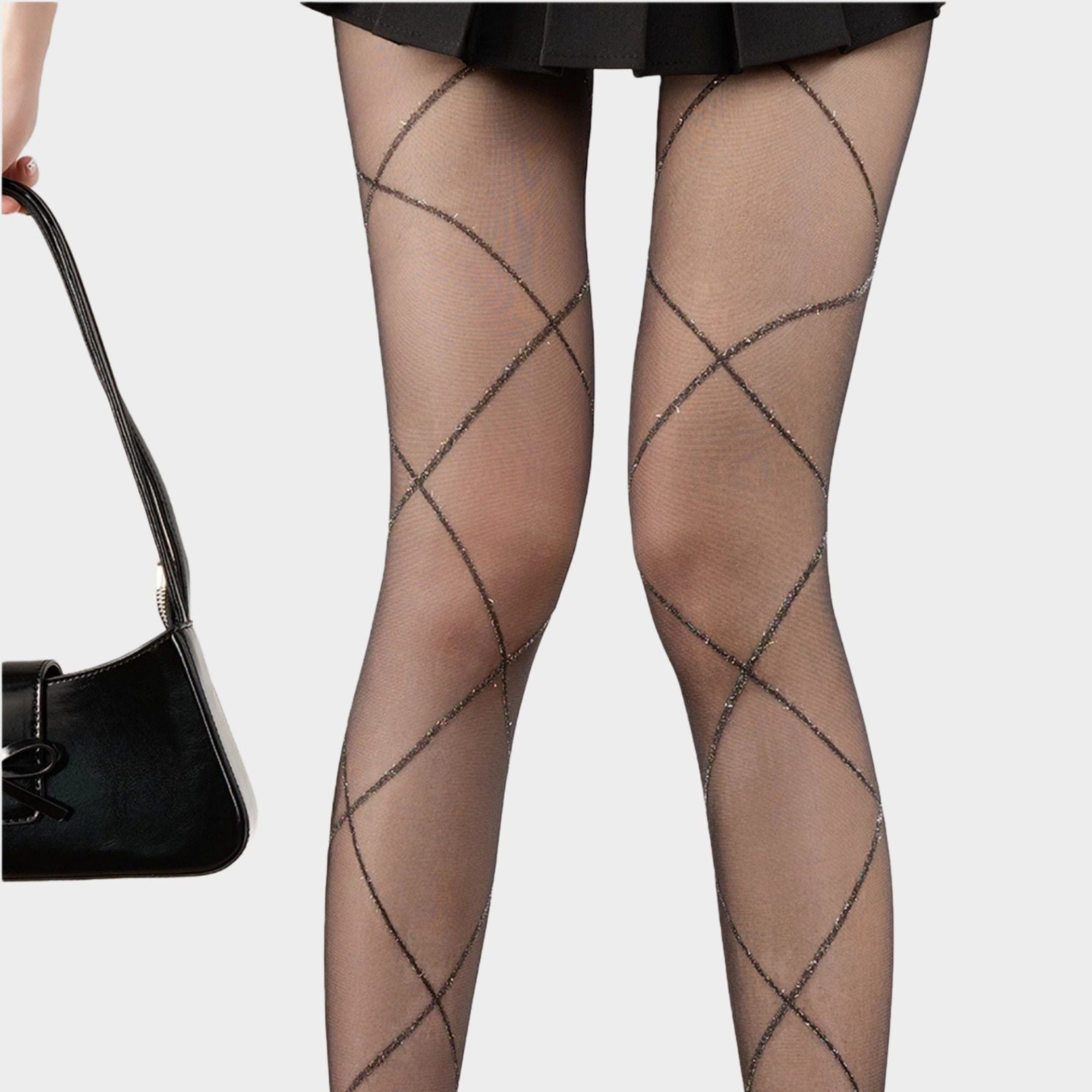 Anna-Kaci Crisscross Pattern Sheer Tights with Soft Stretch Fit and Delicate Allover Line Design for Stylish Everyday Legwear