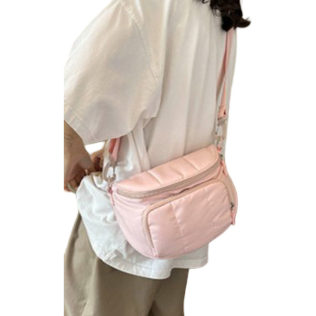 Crossbody Shoulder Bag with Multiple Zip Pockets and Adjustable Strap