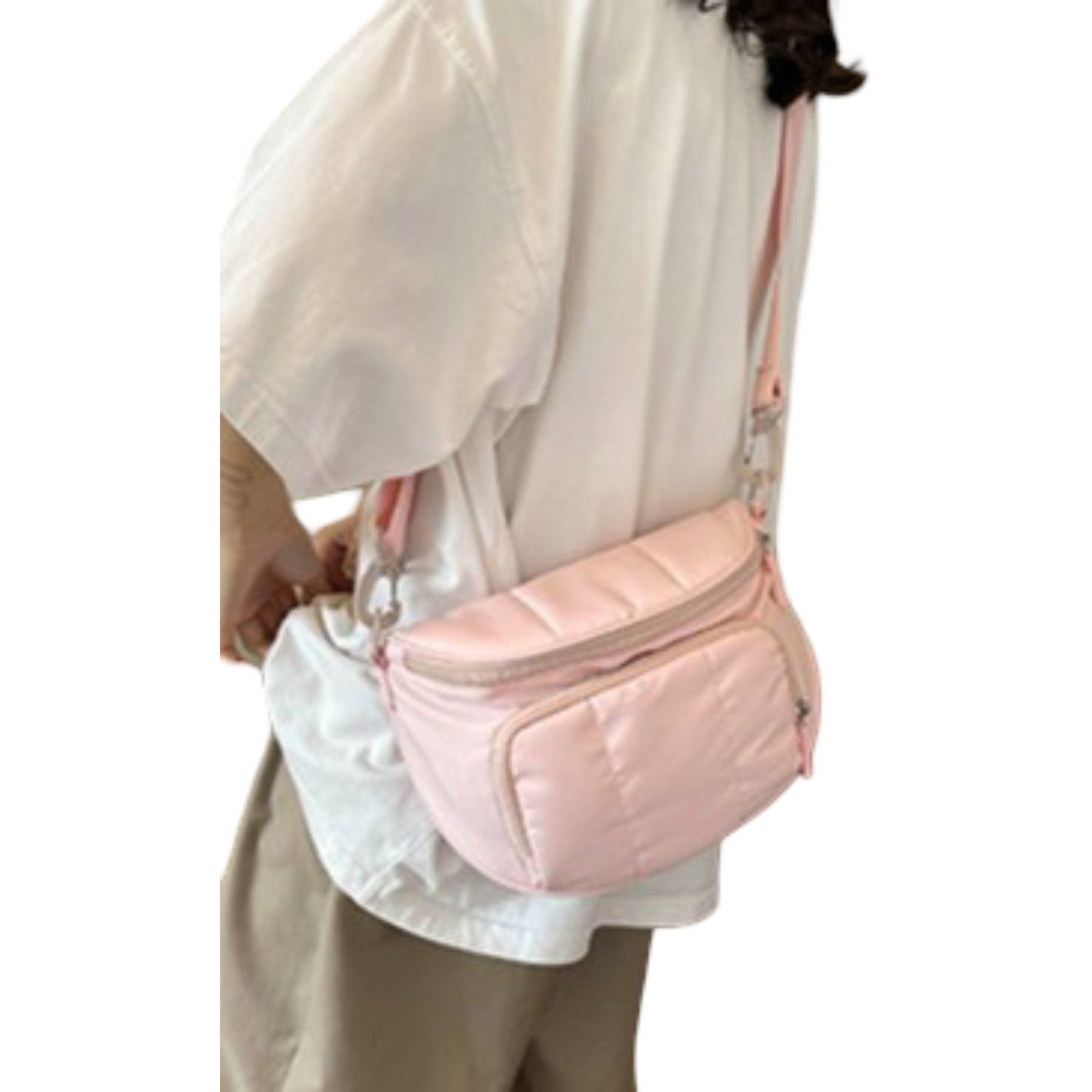 Crossbody Shoulder Bag with Multiple Zip Pockets and Adjustable Strap