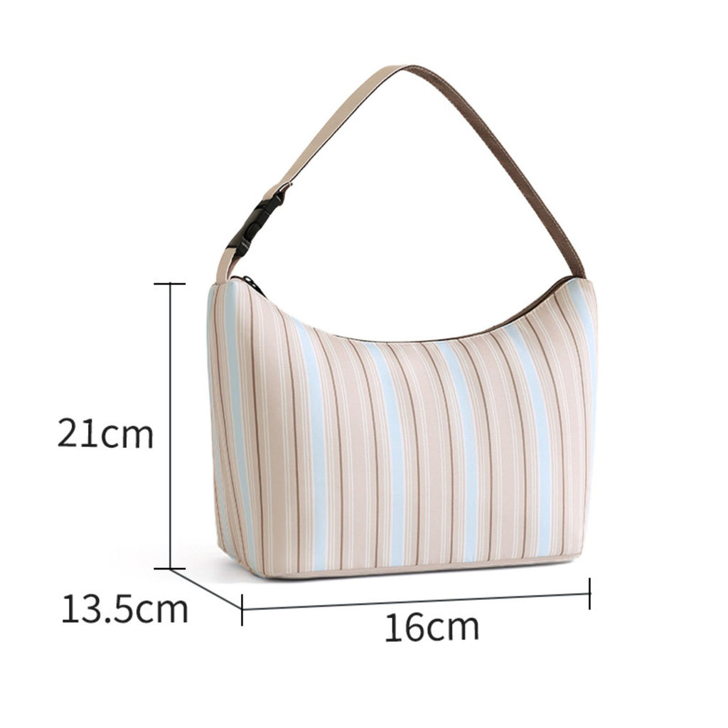 Striped Insulated Lunch Bag Large Capacity Lunch Tote with Shoulder Strap for Work School