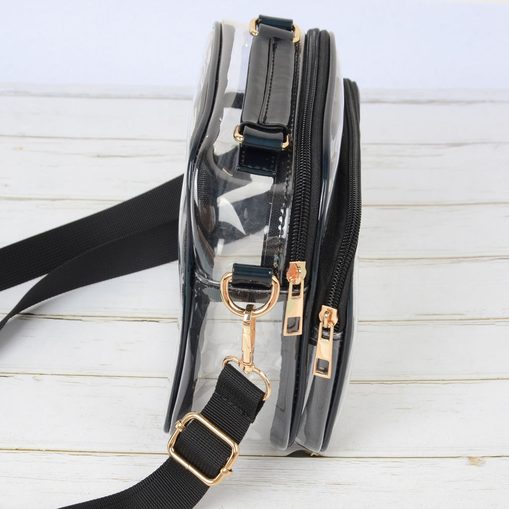 Anna-Kaci Trendy Clear Transparent Women's Shoulder Bag with Iridescent Trim