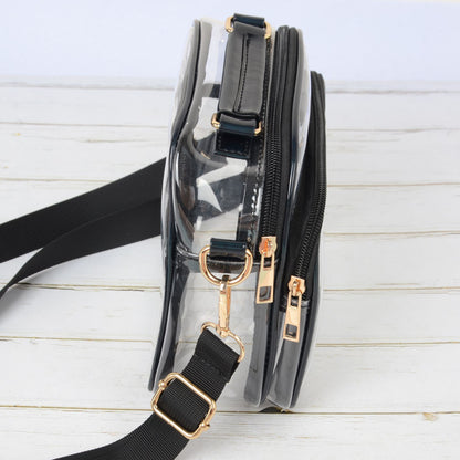 Anna-Kaci Trendy Clear Transparent Women's Shoulder Bag with Iridescent Trim
