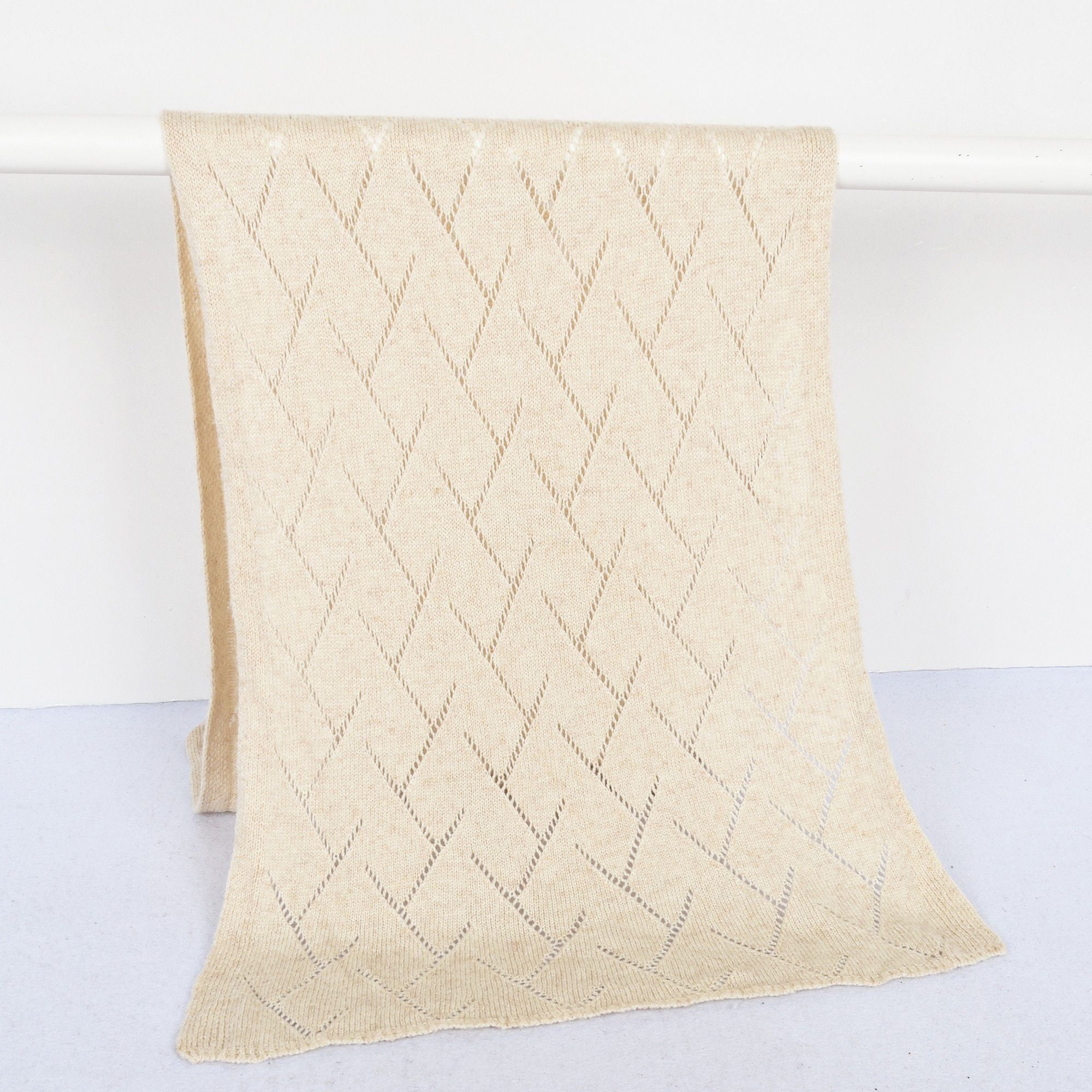 Anna-Kaci Women's Soft Knit Scarf with Delicate Cutout Detailing 67x17.7 inches